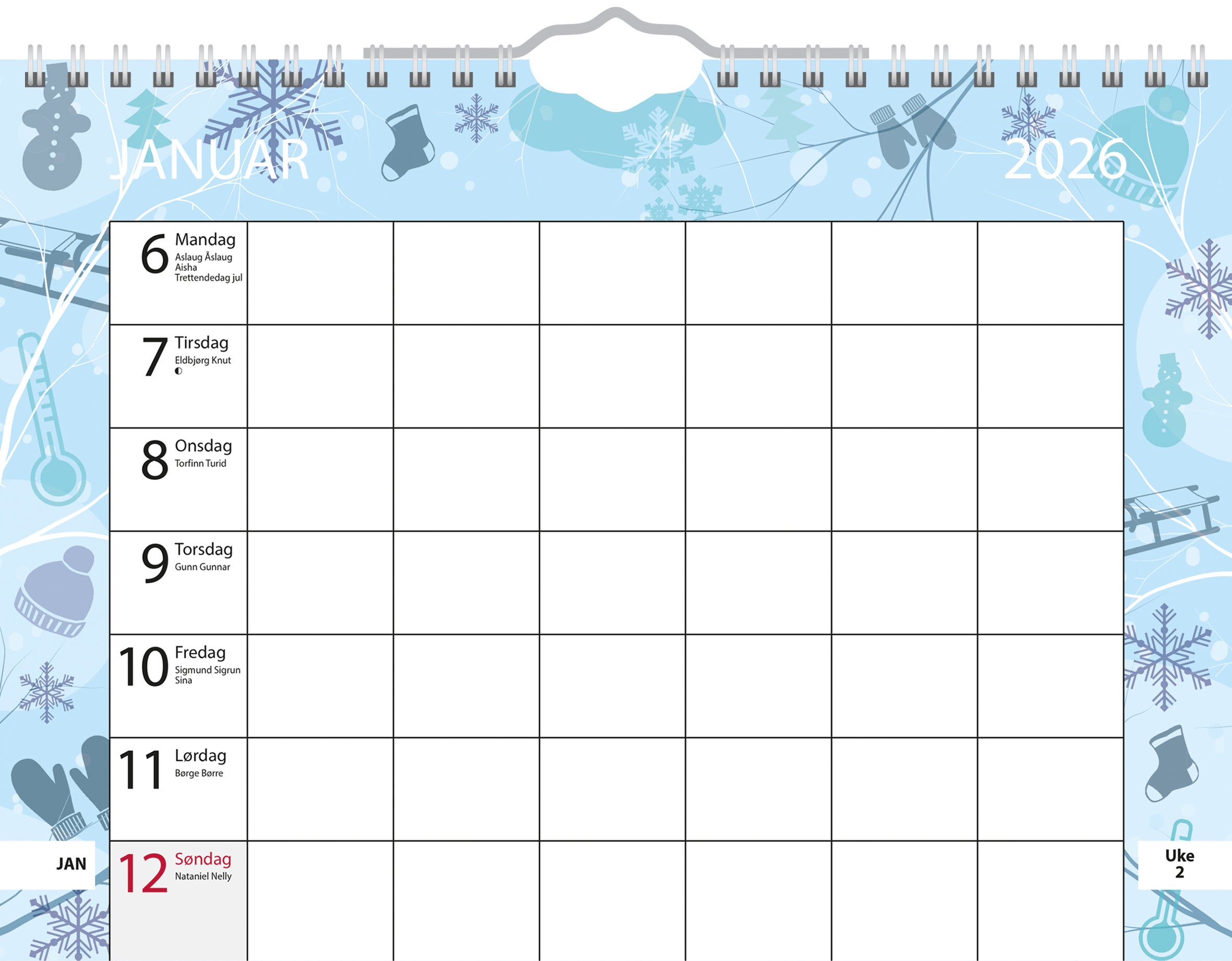 Kalender 2026 Familiens Hvem, Hva, Når Spiral