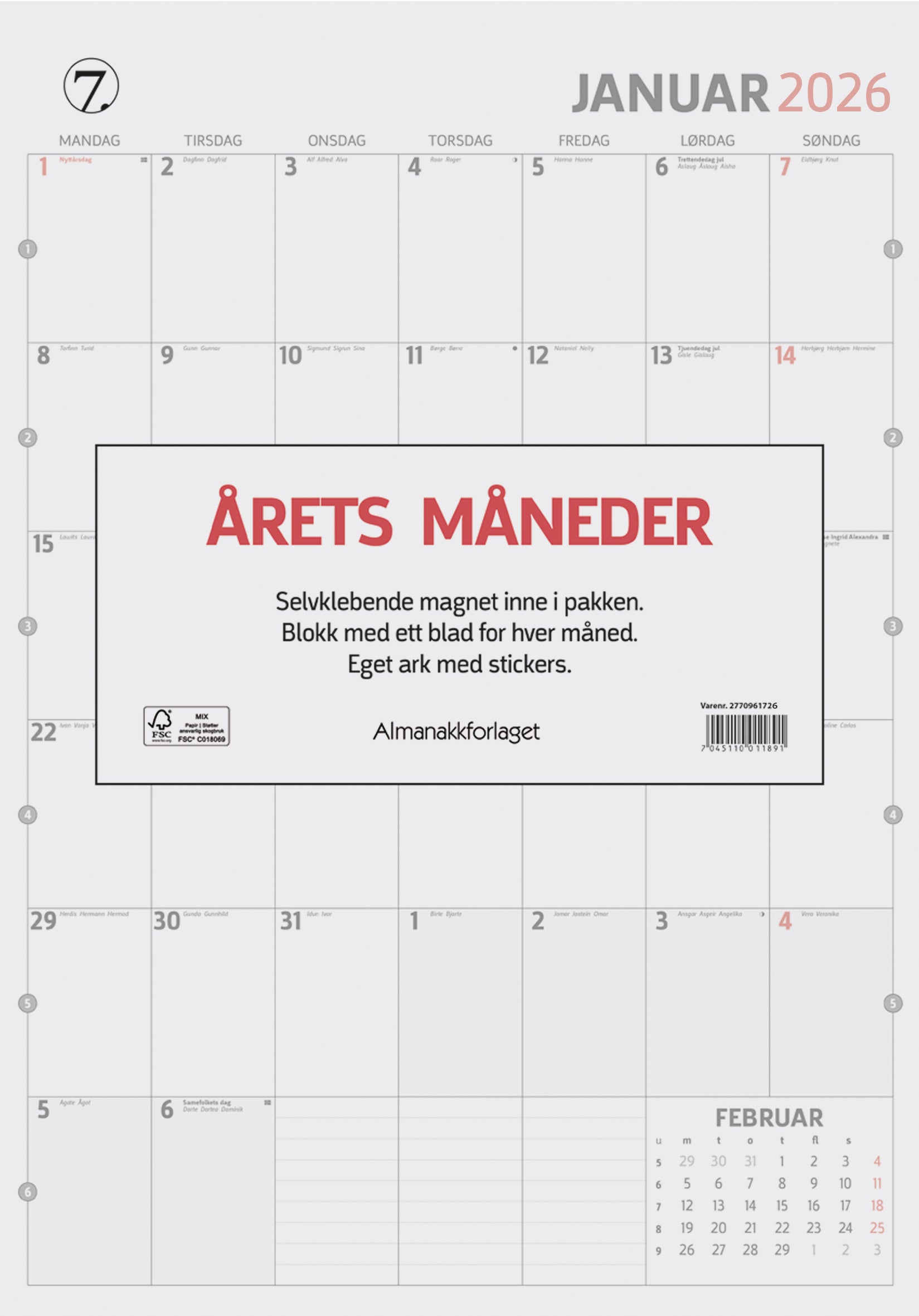 Kalender 2026 Årets Måneder