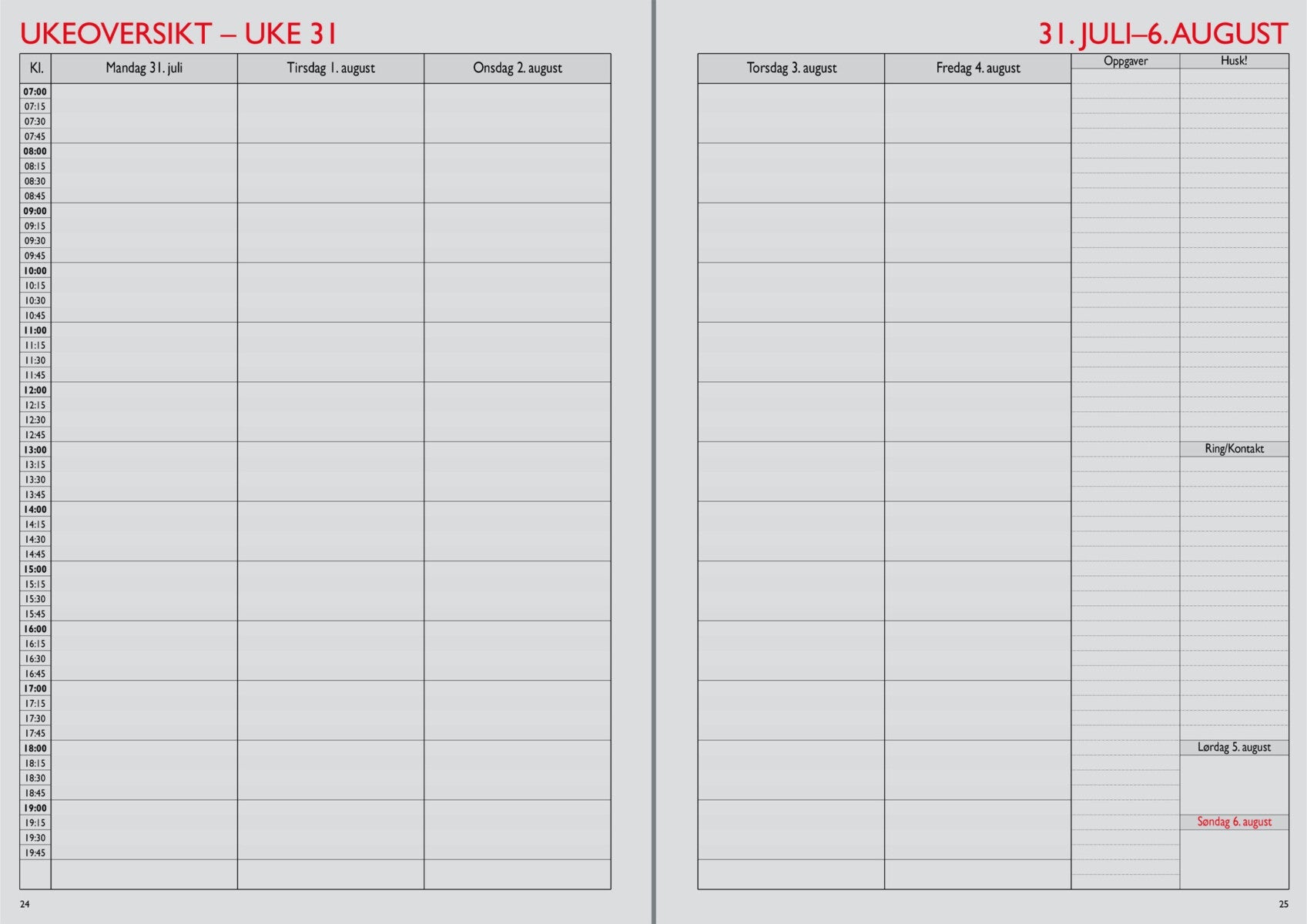 7.sans Kalender 25/26 Barnehagelærer Spiral