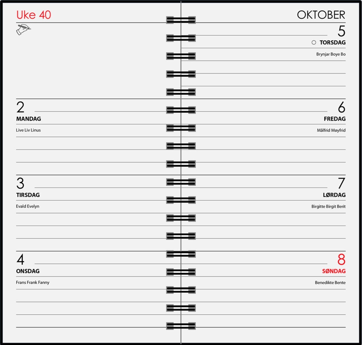 7.sans Kalender 25/26 Studium Kartong Spiralisert