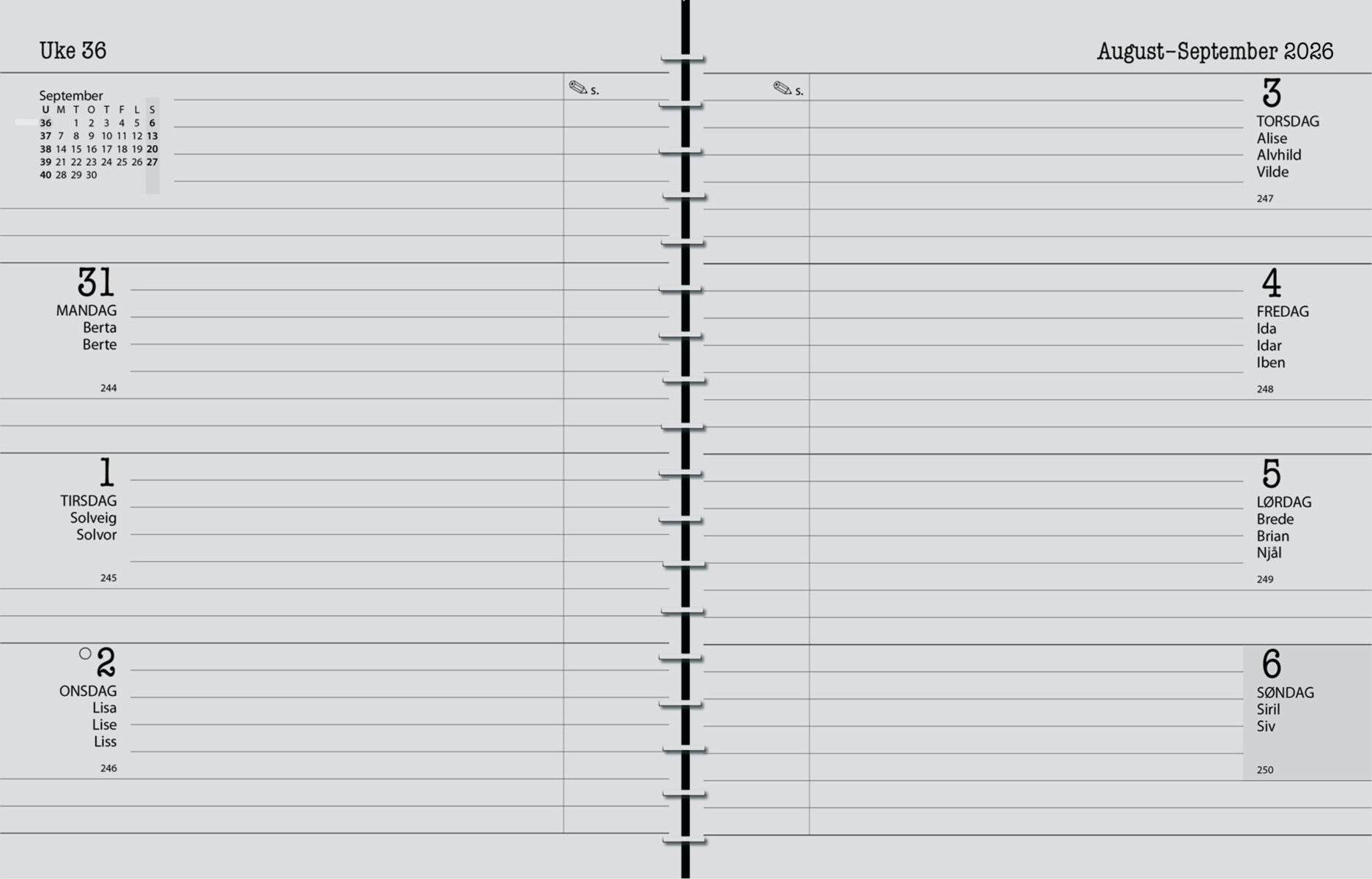 7.sans Kalender 25/26 Planner B&W A5