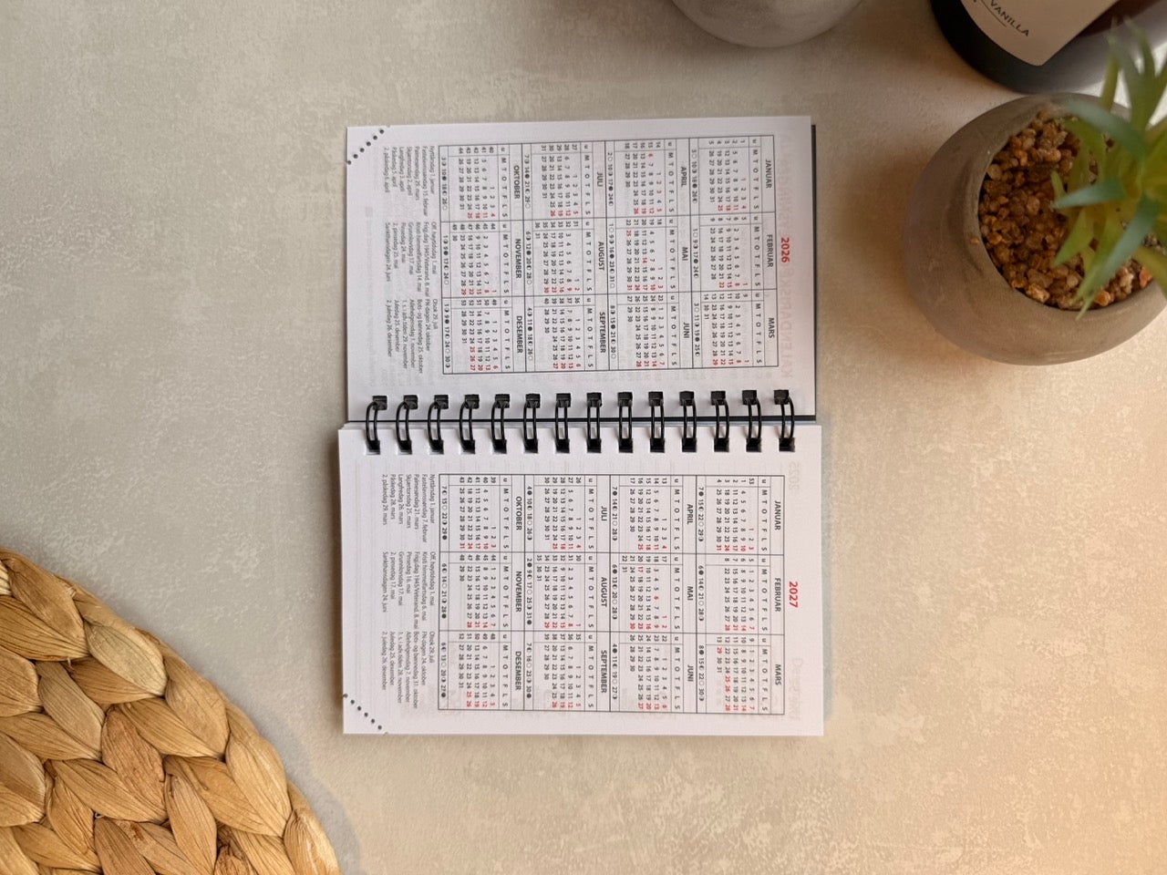 Kalender 2026 7.Sans Adnotam Refill Spiral Grå