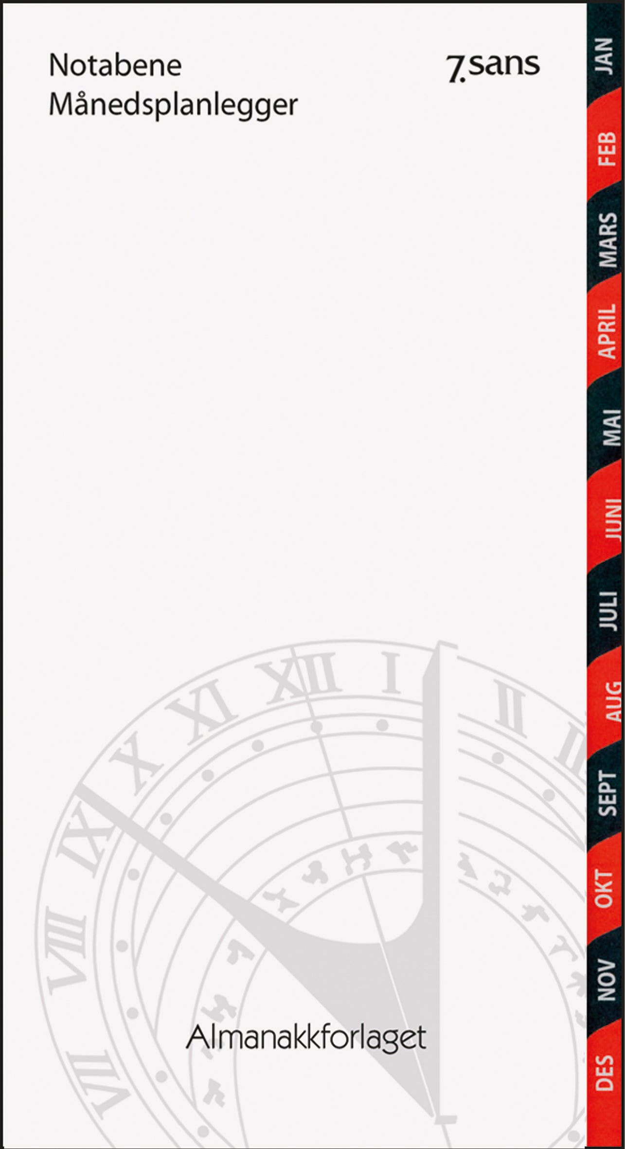 Kalender 2026 7.Sans Notabene Månedsplanlegger