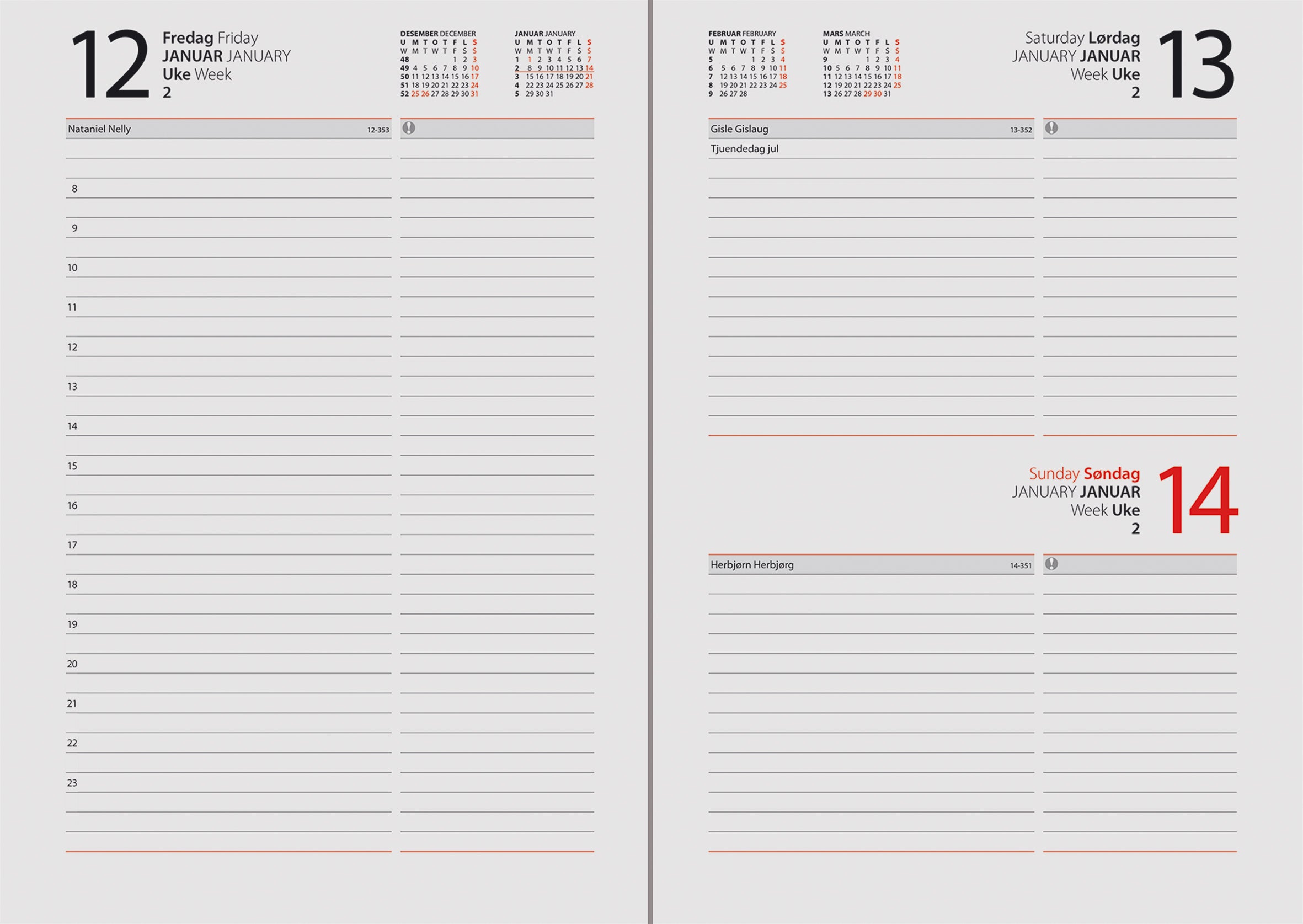Kalender 2026 7.Sans Dagbok A5 Sort