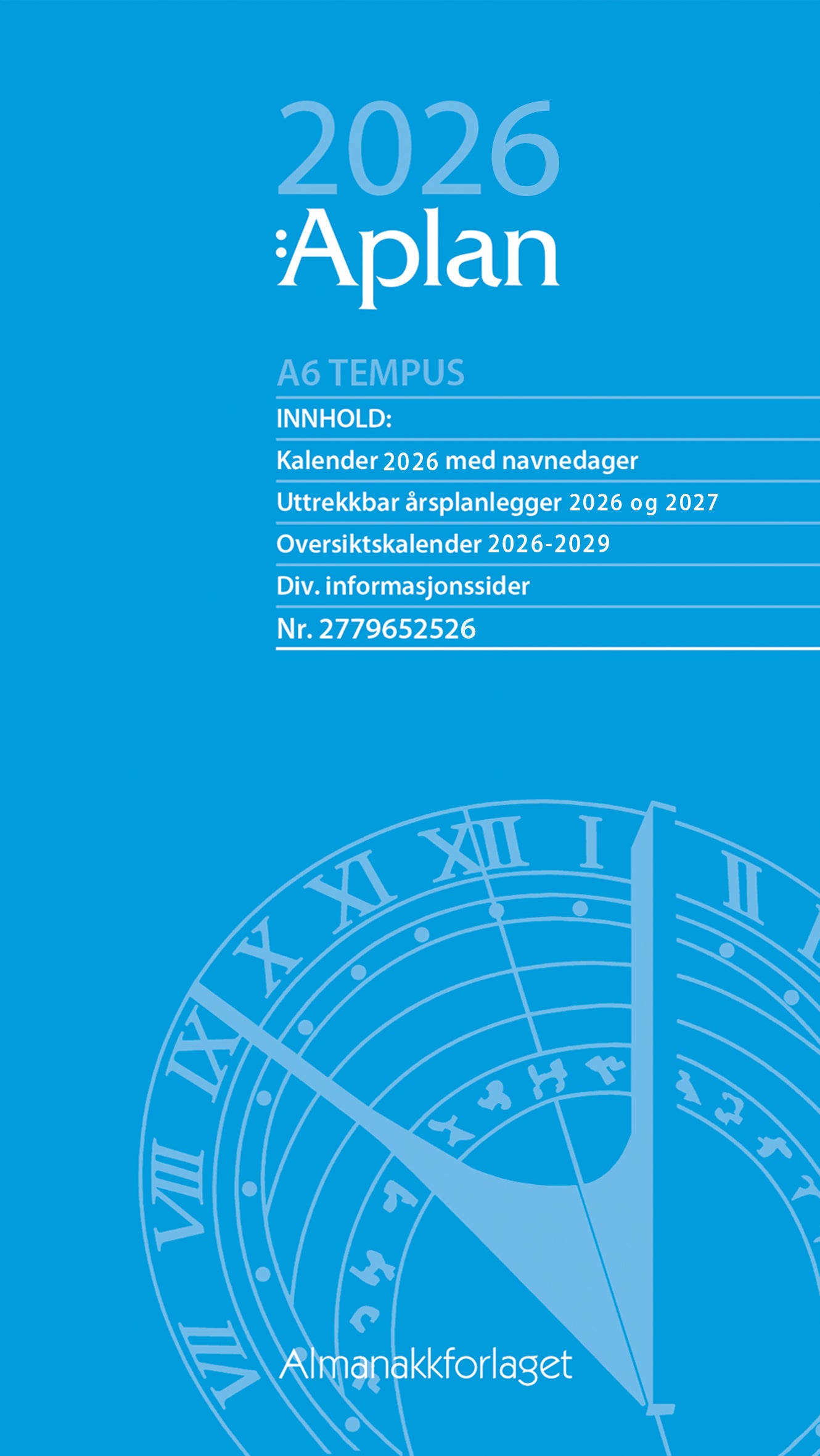Kalender 2026 Aplan A6 Tempus Dag Årssett