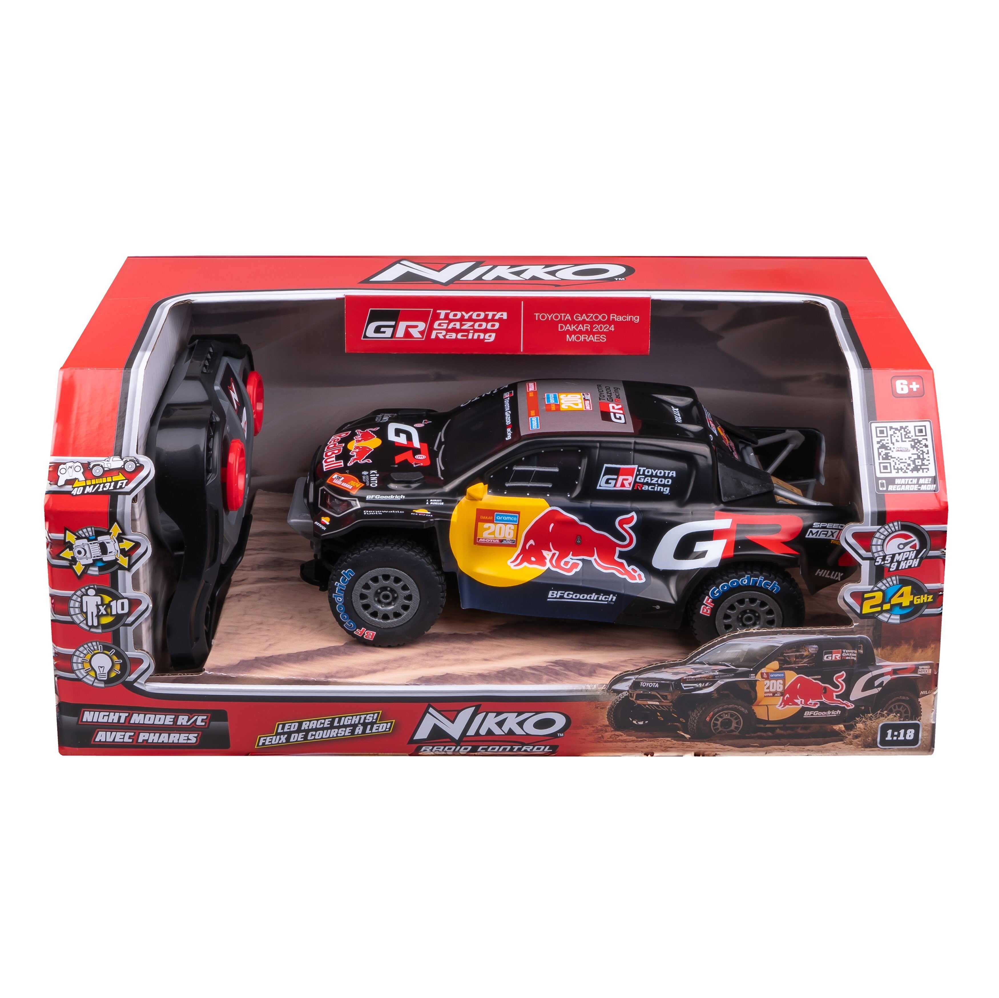 Nikko Toyota Gazoo Racing Dakar 2024 Moraes 1:18 RC m/lys