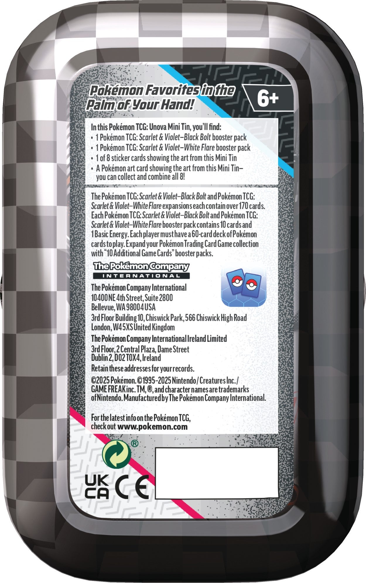 Pokemon SV10.5 Black Bolt White Flare Mini tin