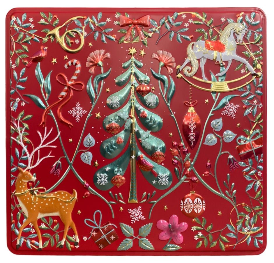 Metallboks Ornaments Rød