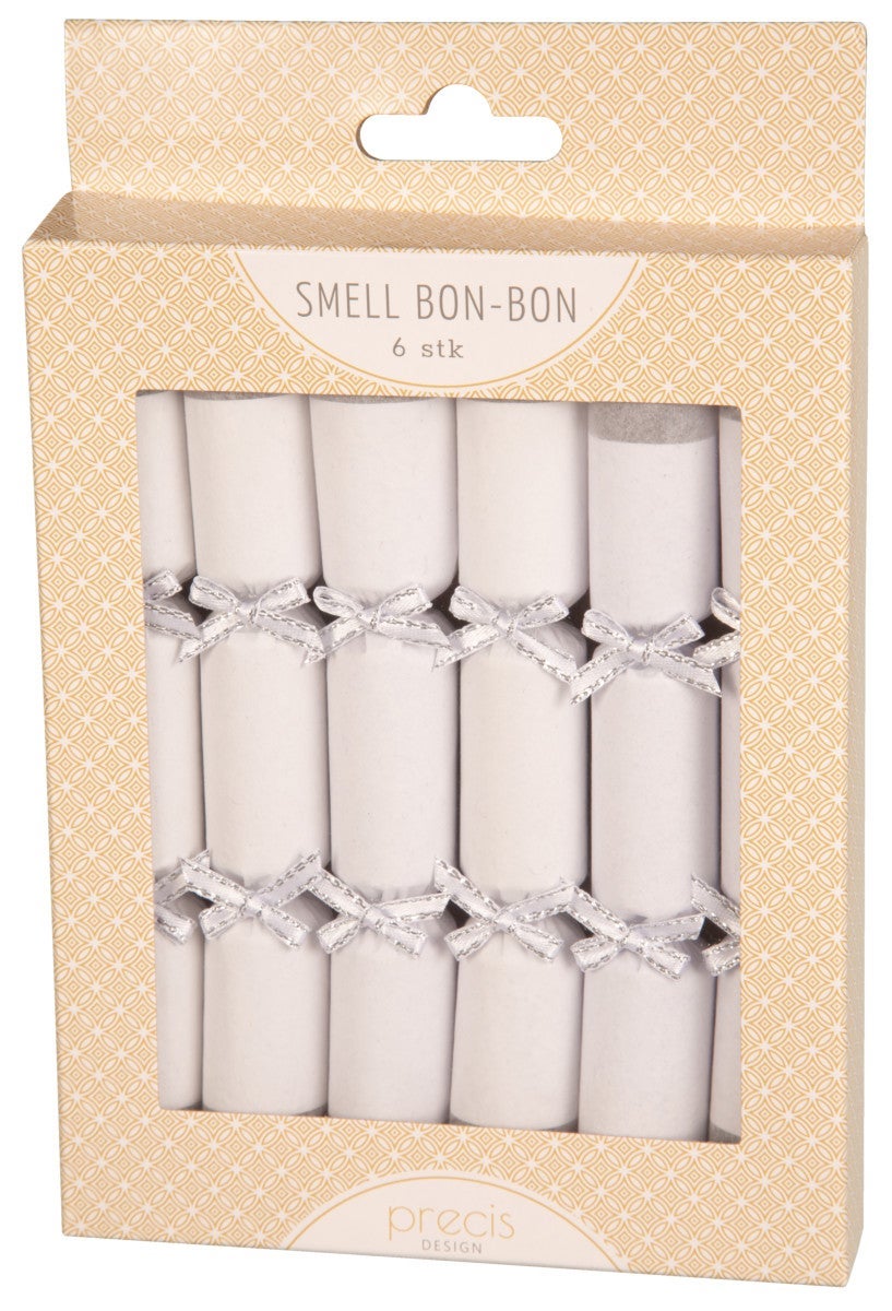 Smellbonbon med sløyfe hvit pearl
