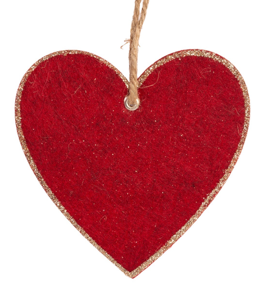 Hjerte filt rød henge 10cm 4 pk