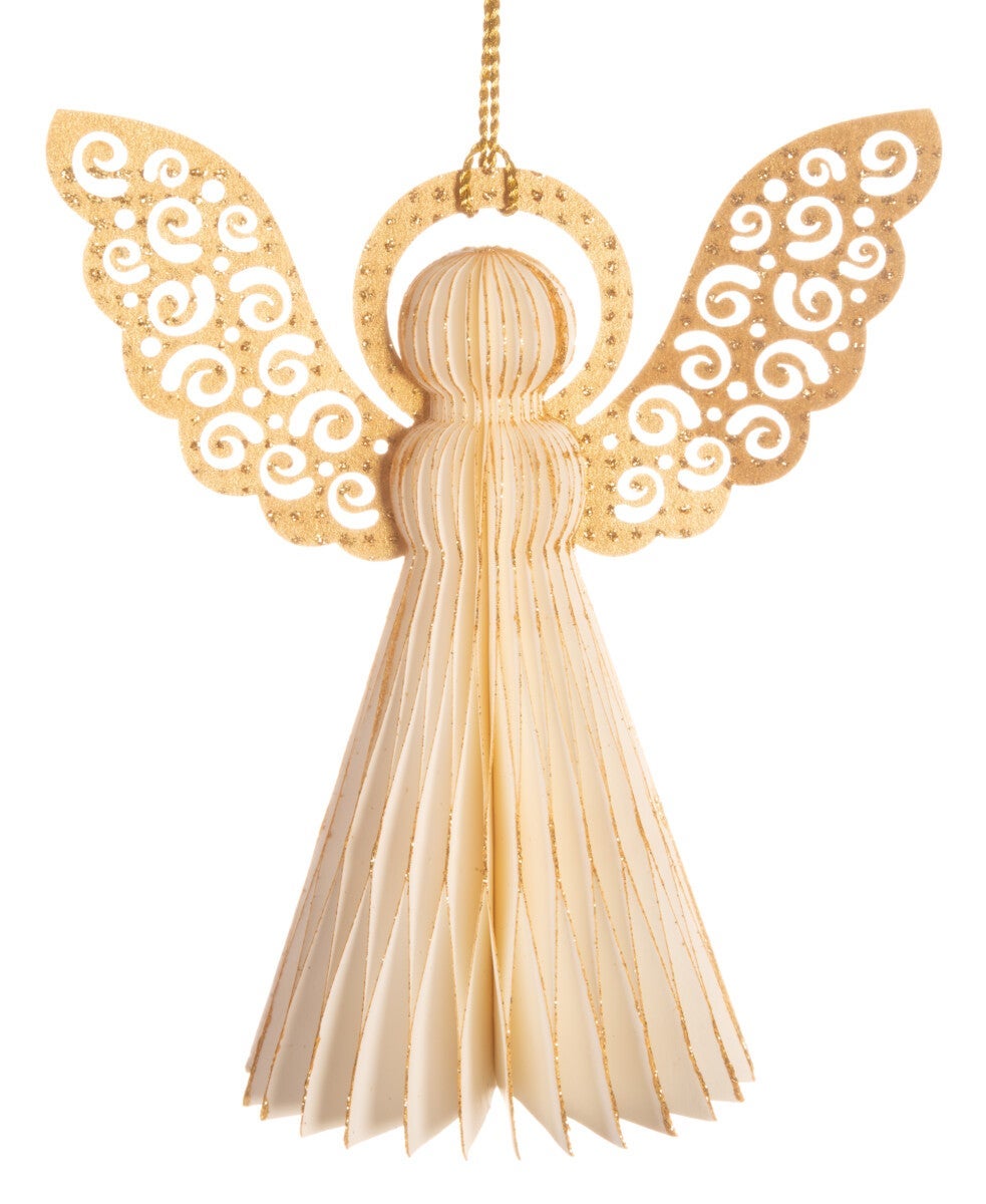 Engel papir henge krem m gull 12cm