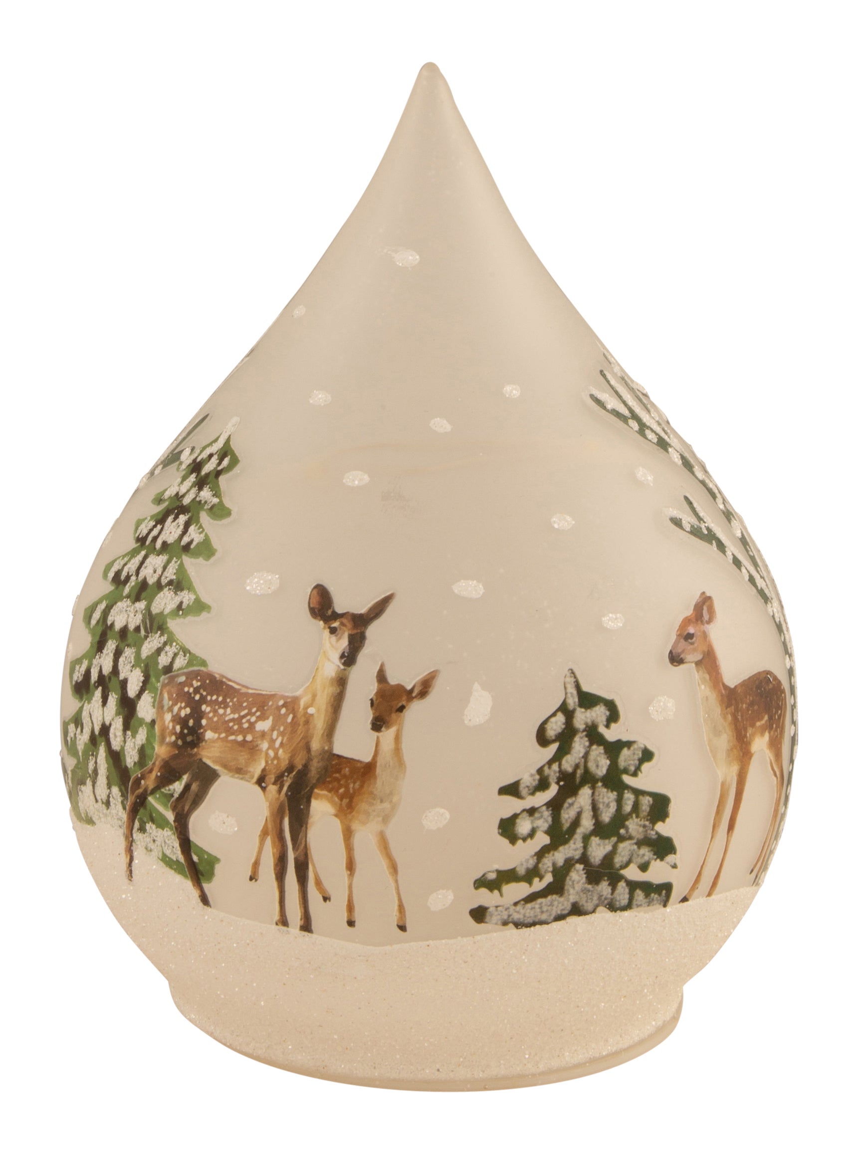 Lyslykt LED Glass Dådyr Hvit