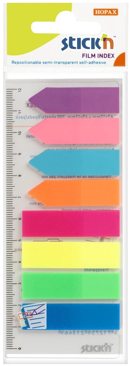 Indeks Selvklebende 8x25 Blad Assortert Neon