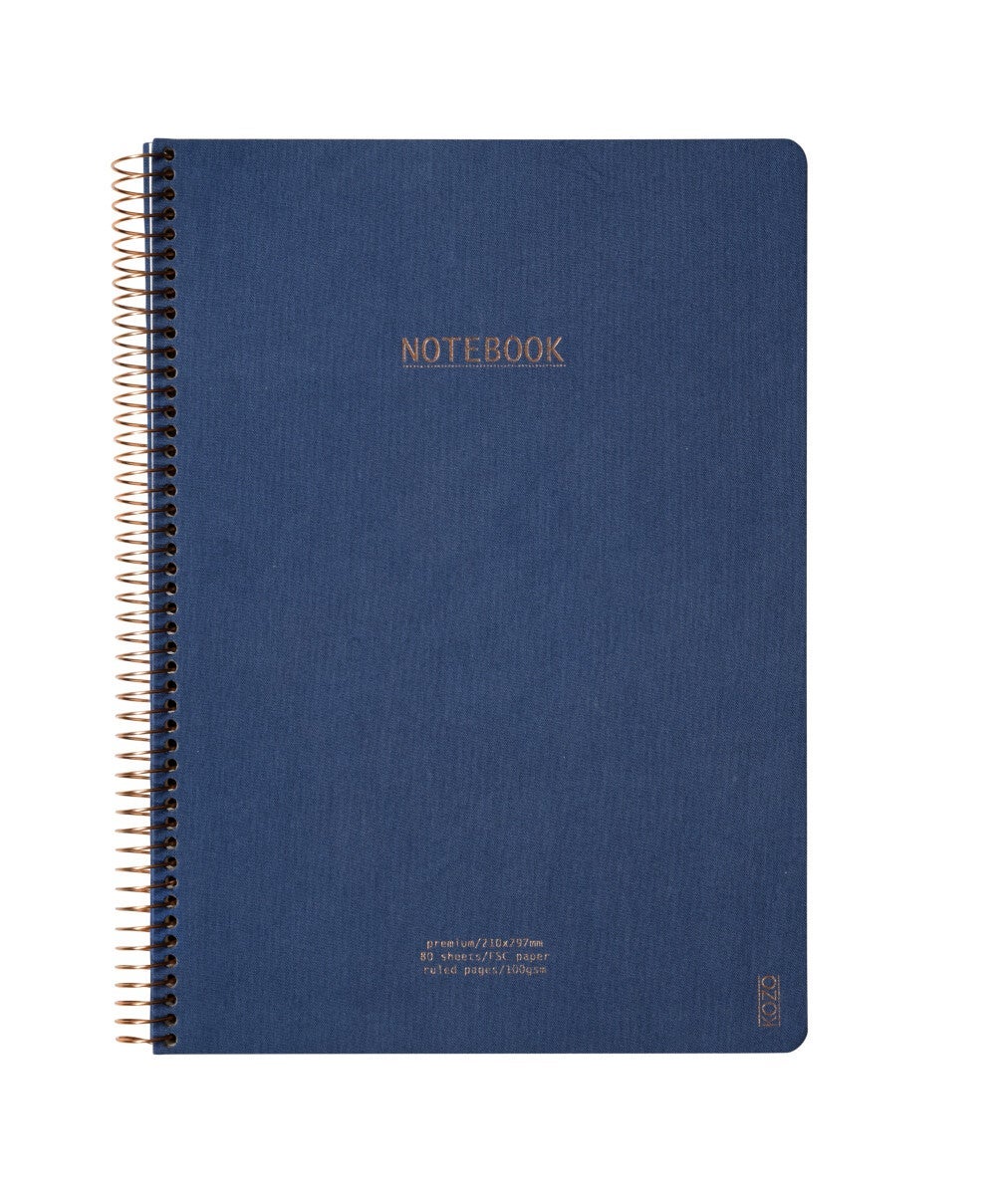 Notatbok m/spiral Kozo Premium A4 Navy