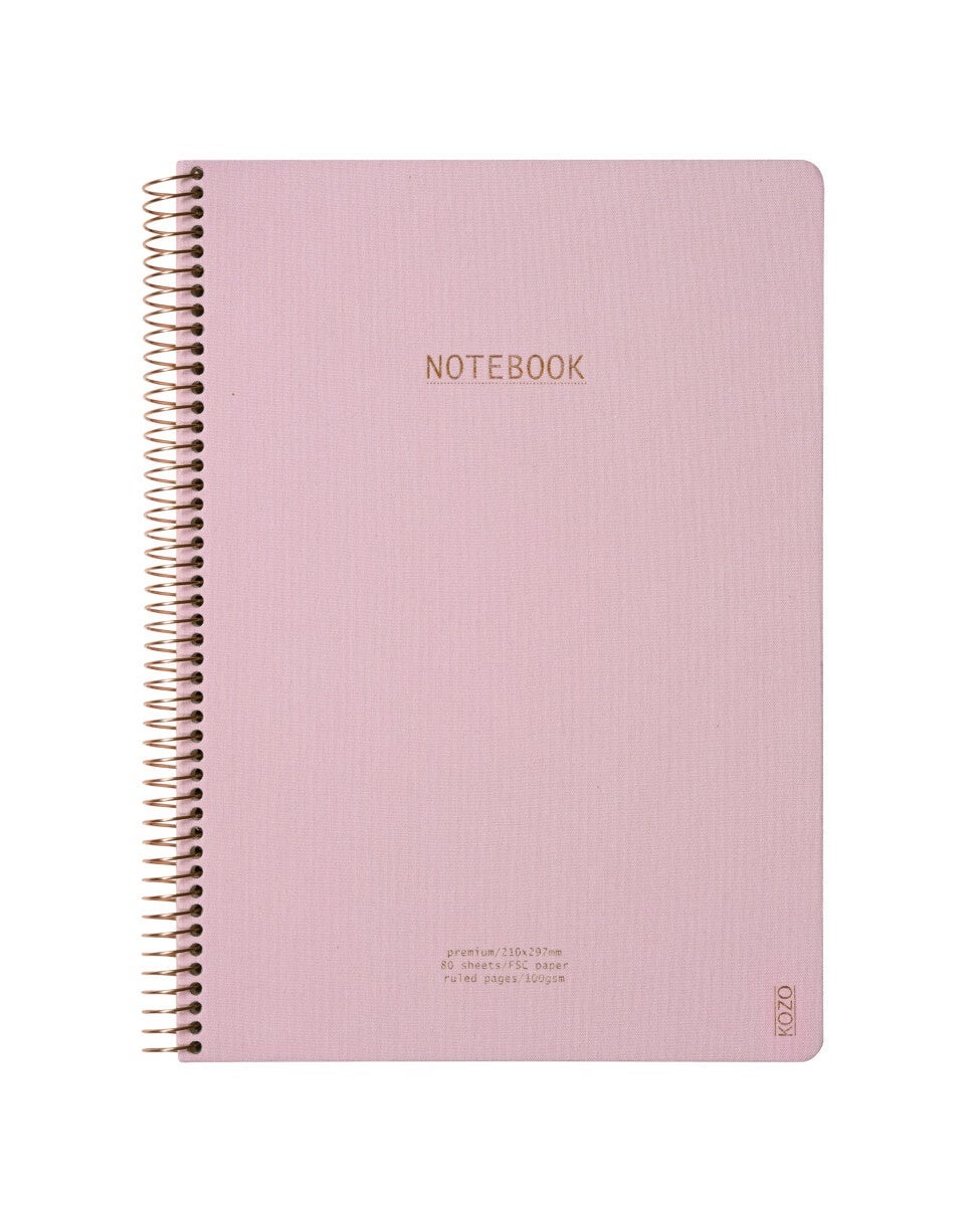 Notatbok m/spiral Kozo Premium A4 Dusty Pink