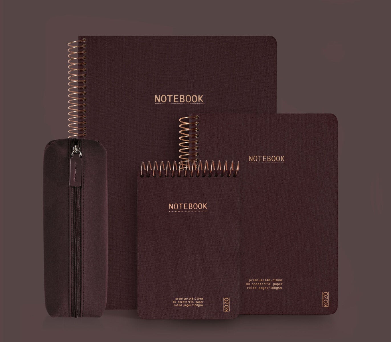 Notatbok m/spiral Kozo Premium A4 Coffee