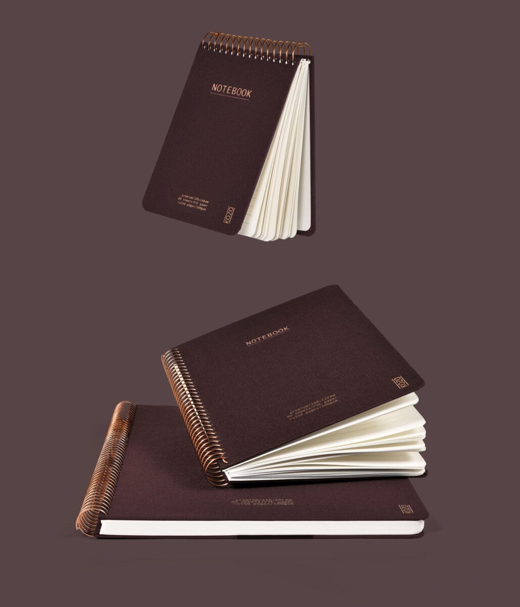 Notatbok m/spiral Kozo Premium A4 Coffee