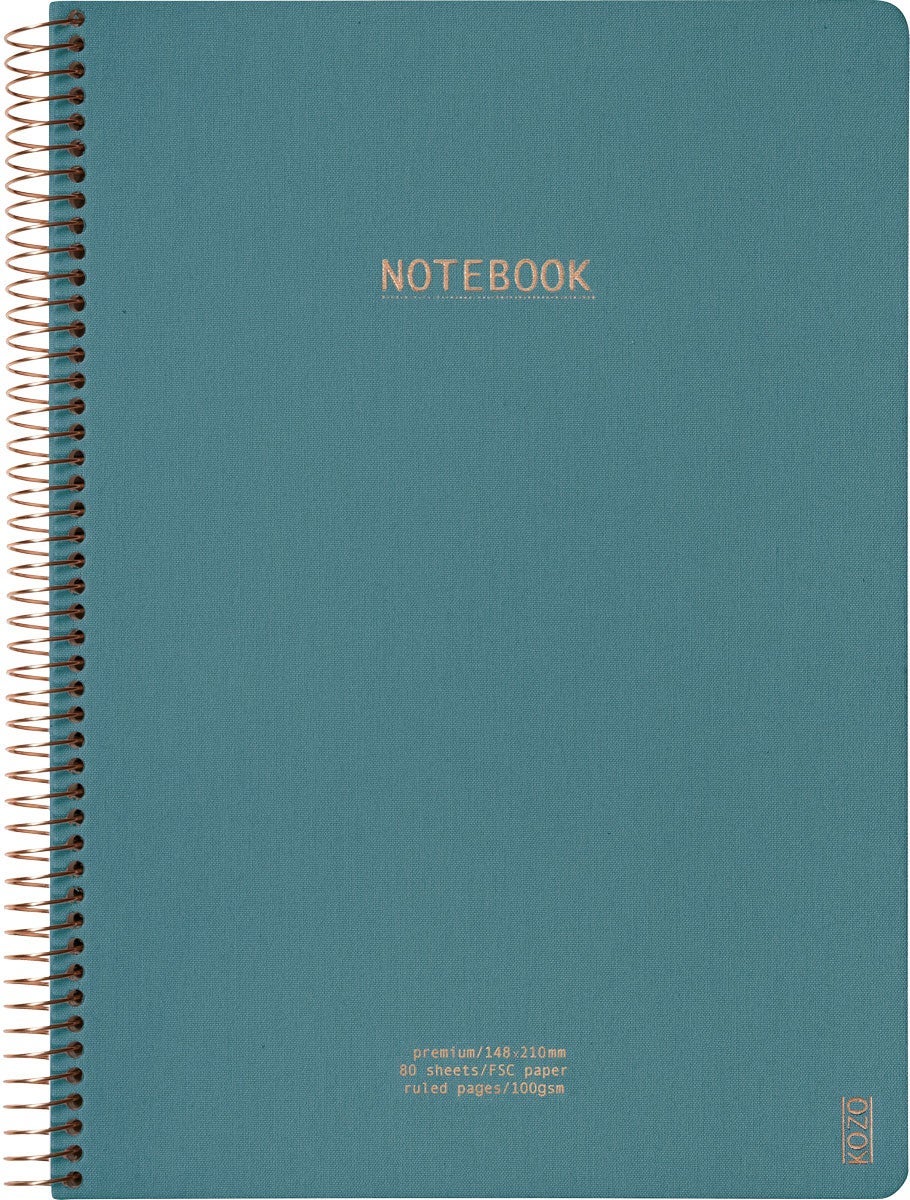Notatbok m/spiral Kozo Premium A4 Steel Blue