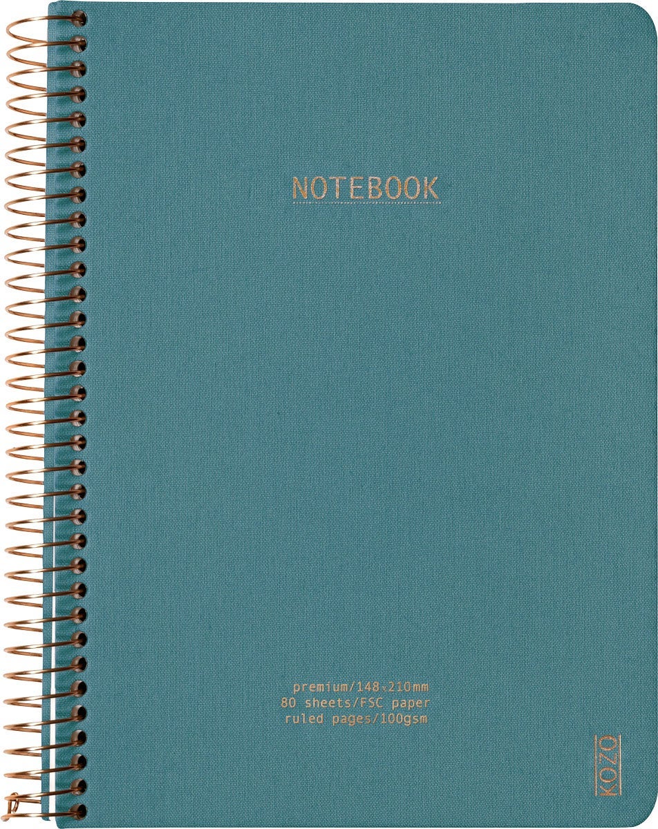 Notatbok m/spiral Kozo Premium A5 Steel Blue