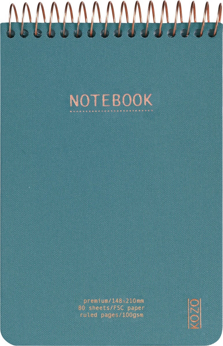 Notatbok m/spiral Kozo Premium A6 Steel Blue