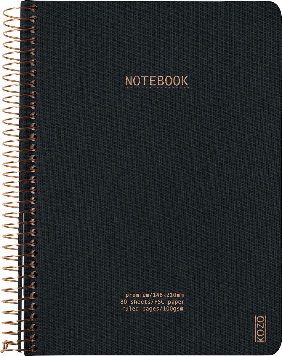 Notatbok m/spiral Kozo Premium A5 Black