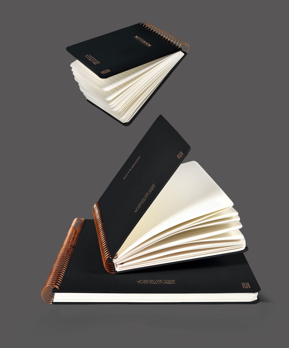 Notatbok m/spiral Kozo Premium A6 Black