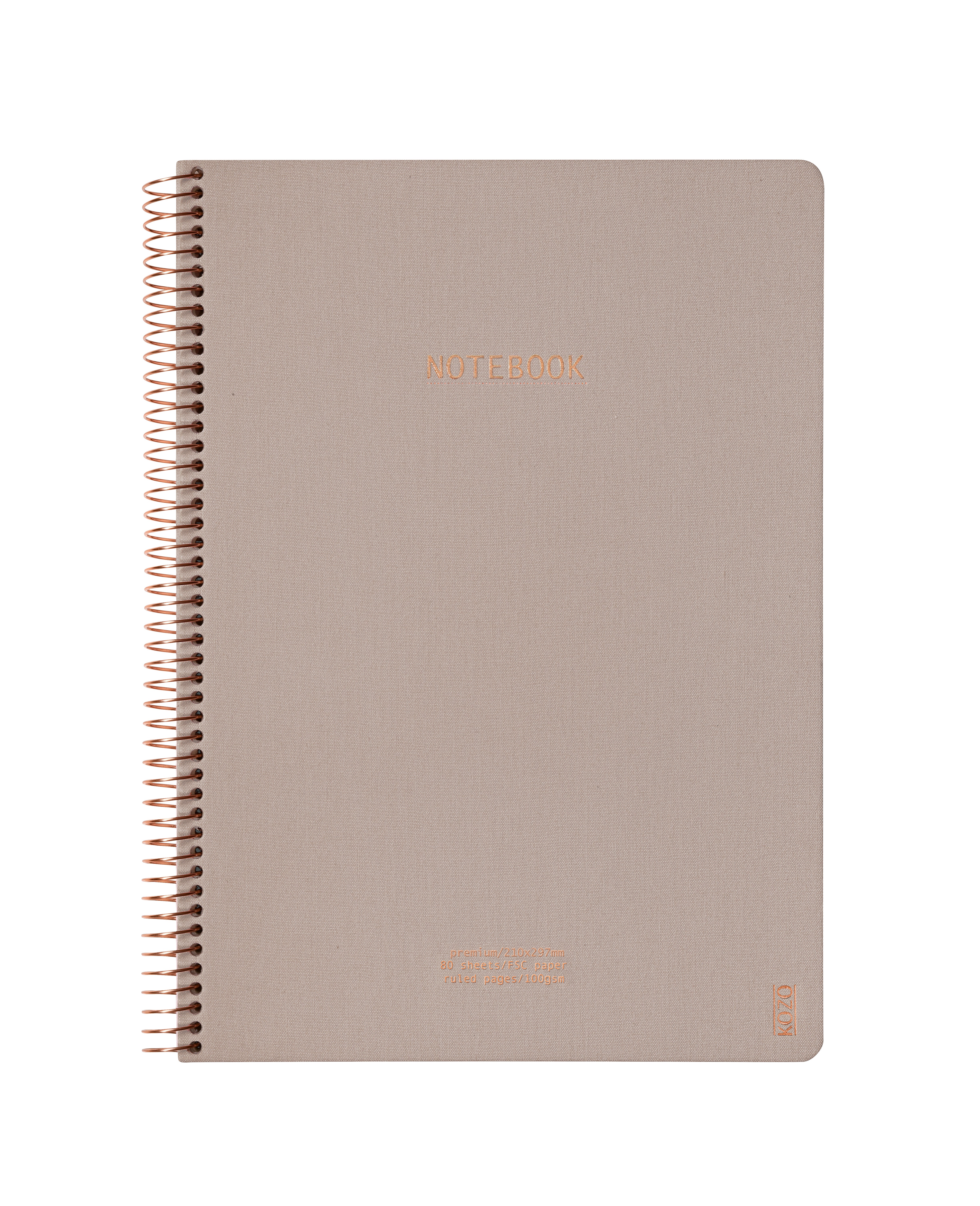Notatbok m/spiral Kozo premium A4 Sand