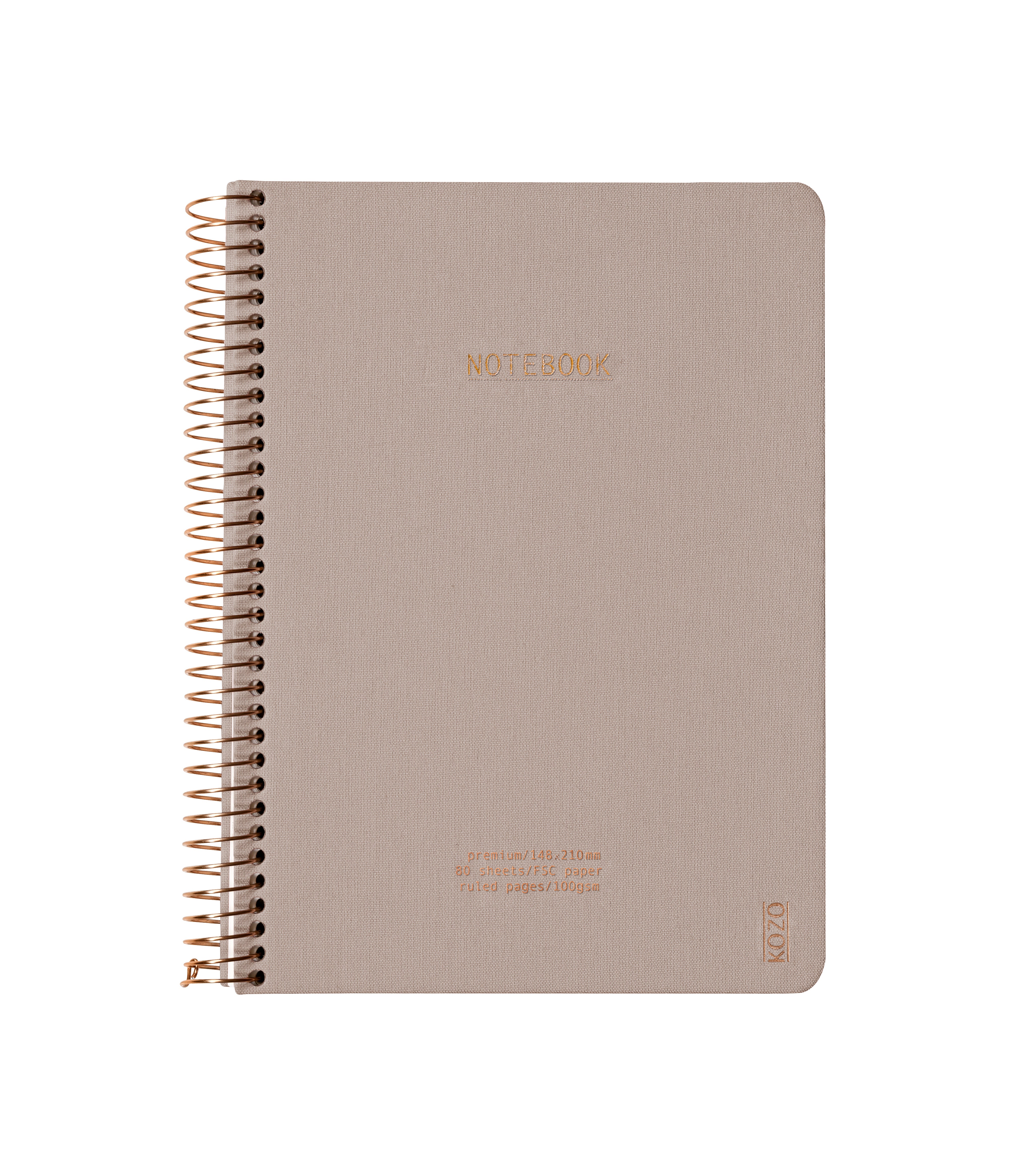 Notatbok m/spiral Kozo premium A5 Sand