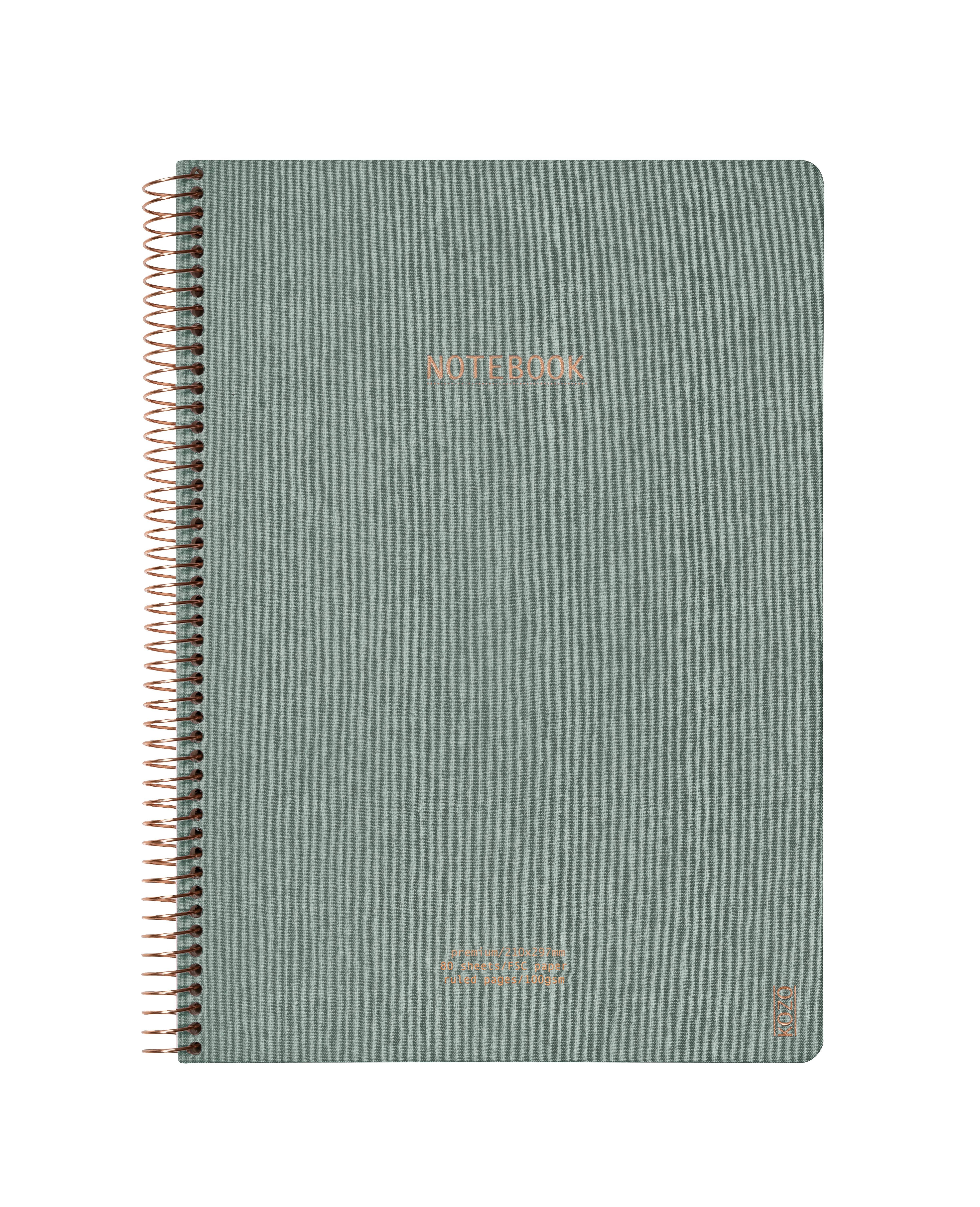 Notatbok m/spiral Kozo premium A4 Aloe Vera