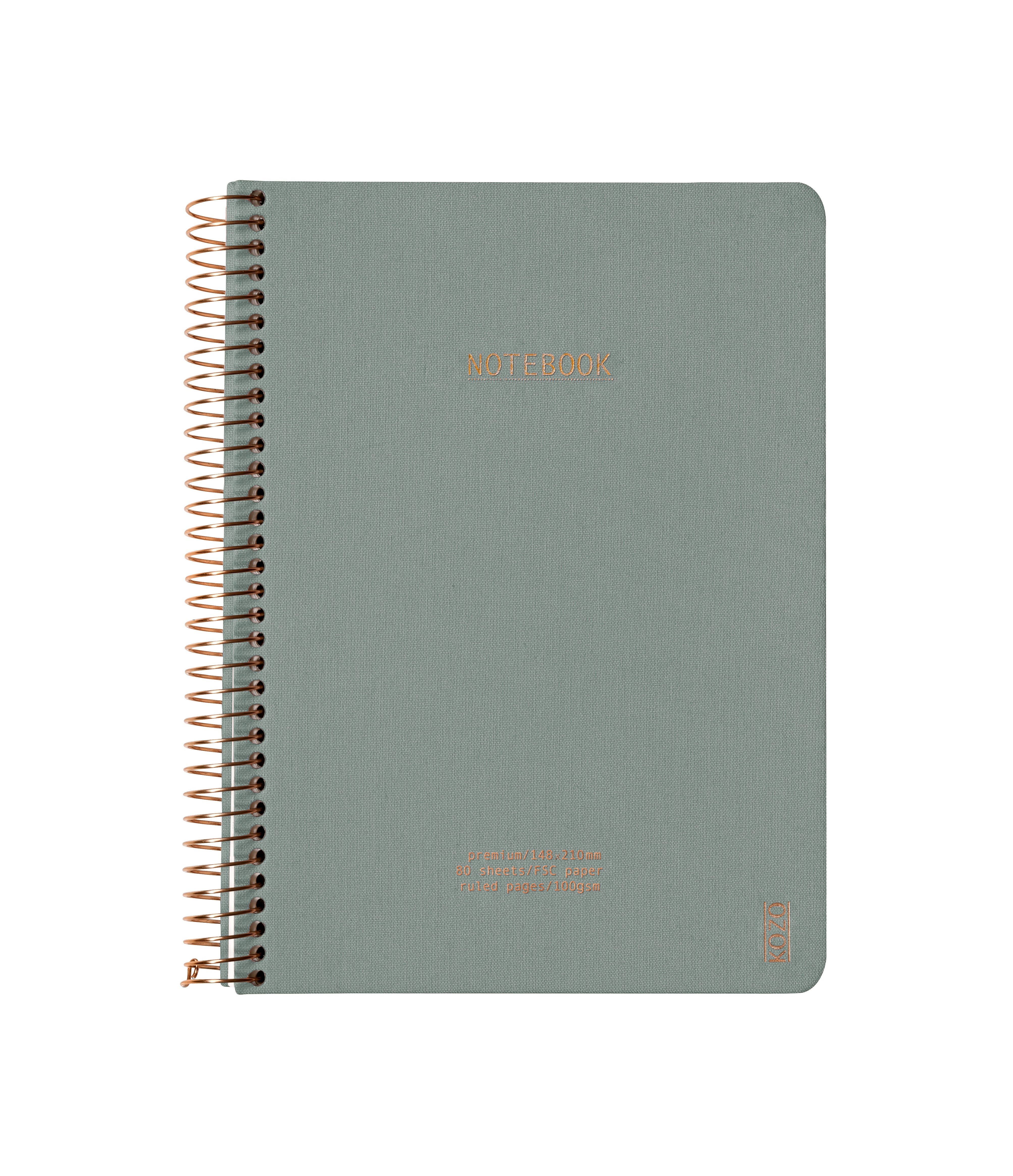 Notatbok m/spiral Kozo premium A5 Aloe Vera