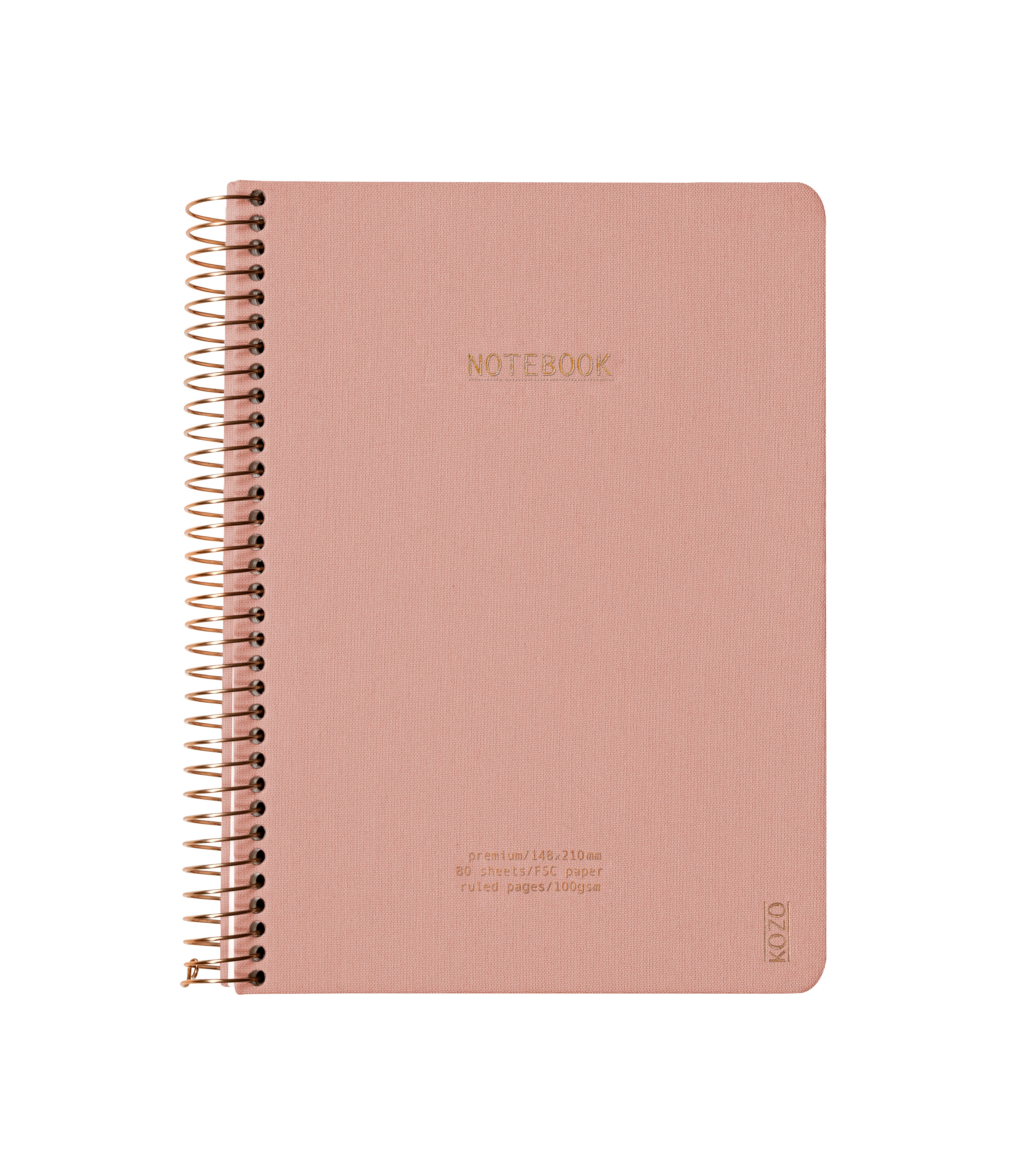 Notatbok m/spiral Kozo premium A5 Muted Blush