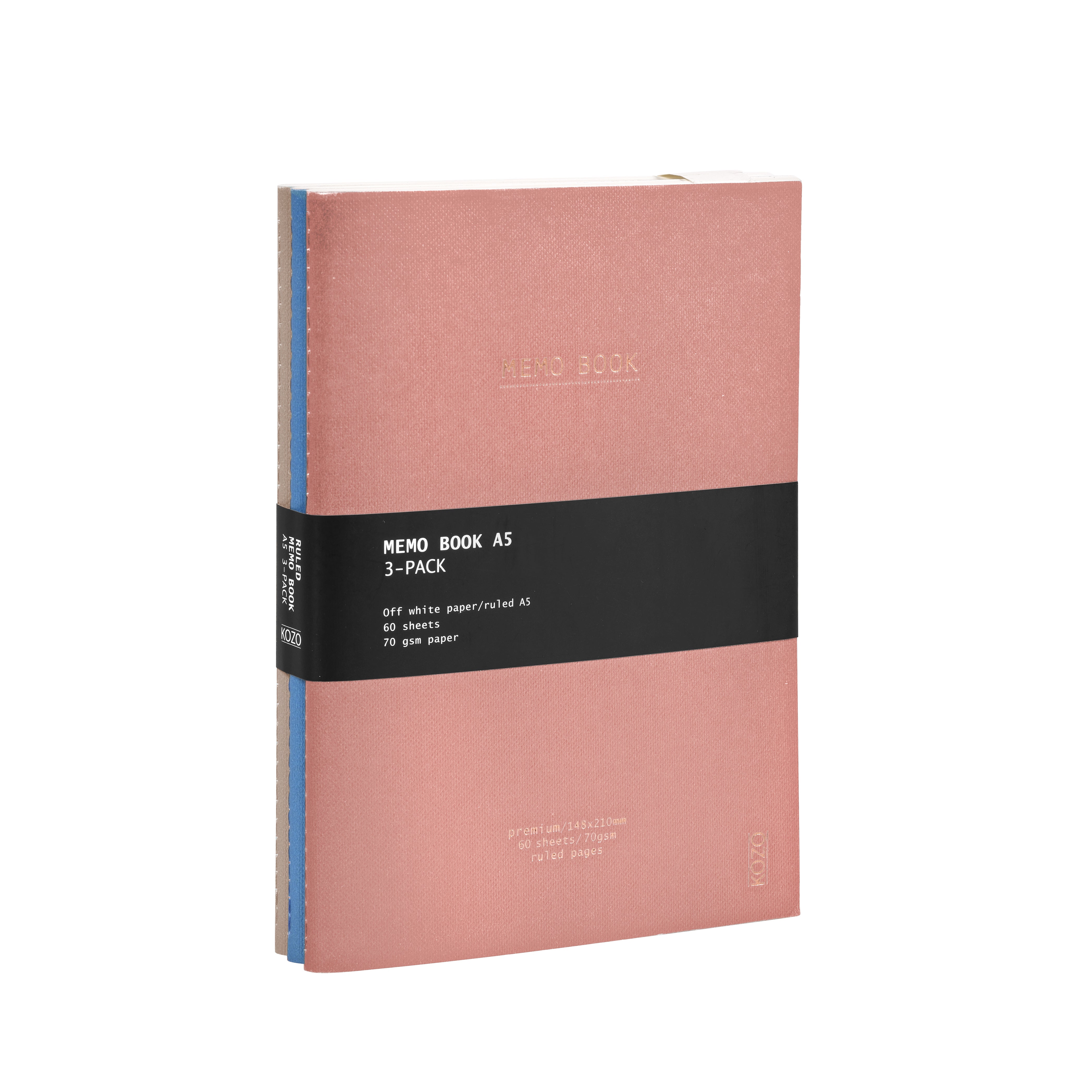 Notatbok Kozo Sand Wind Blush A5 (3pk)