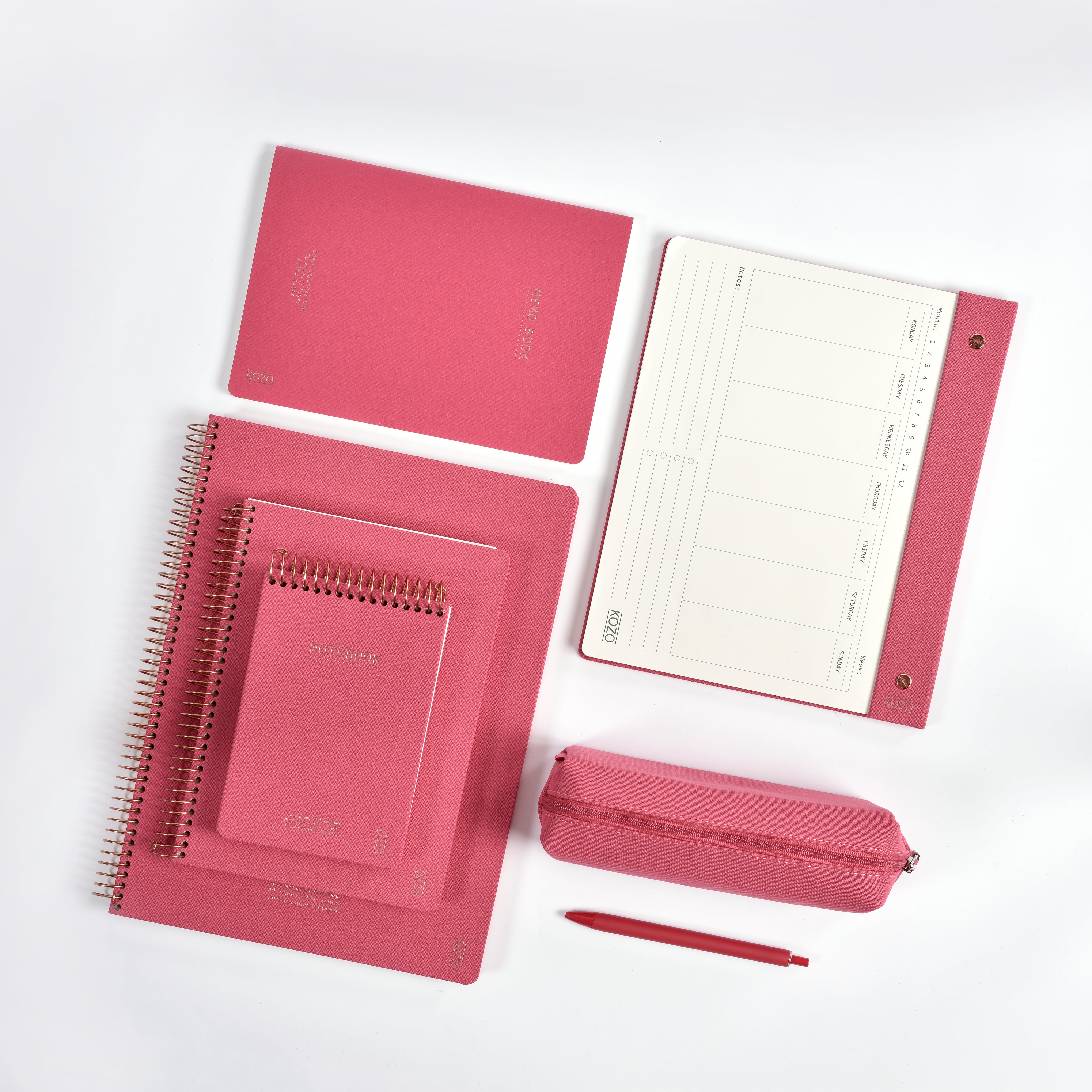 Notatbok m/spiral Kozo Premium A4 Guava Pink