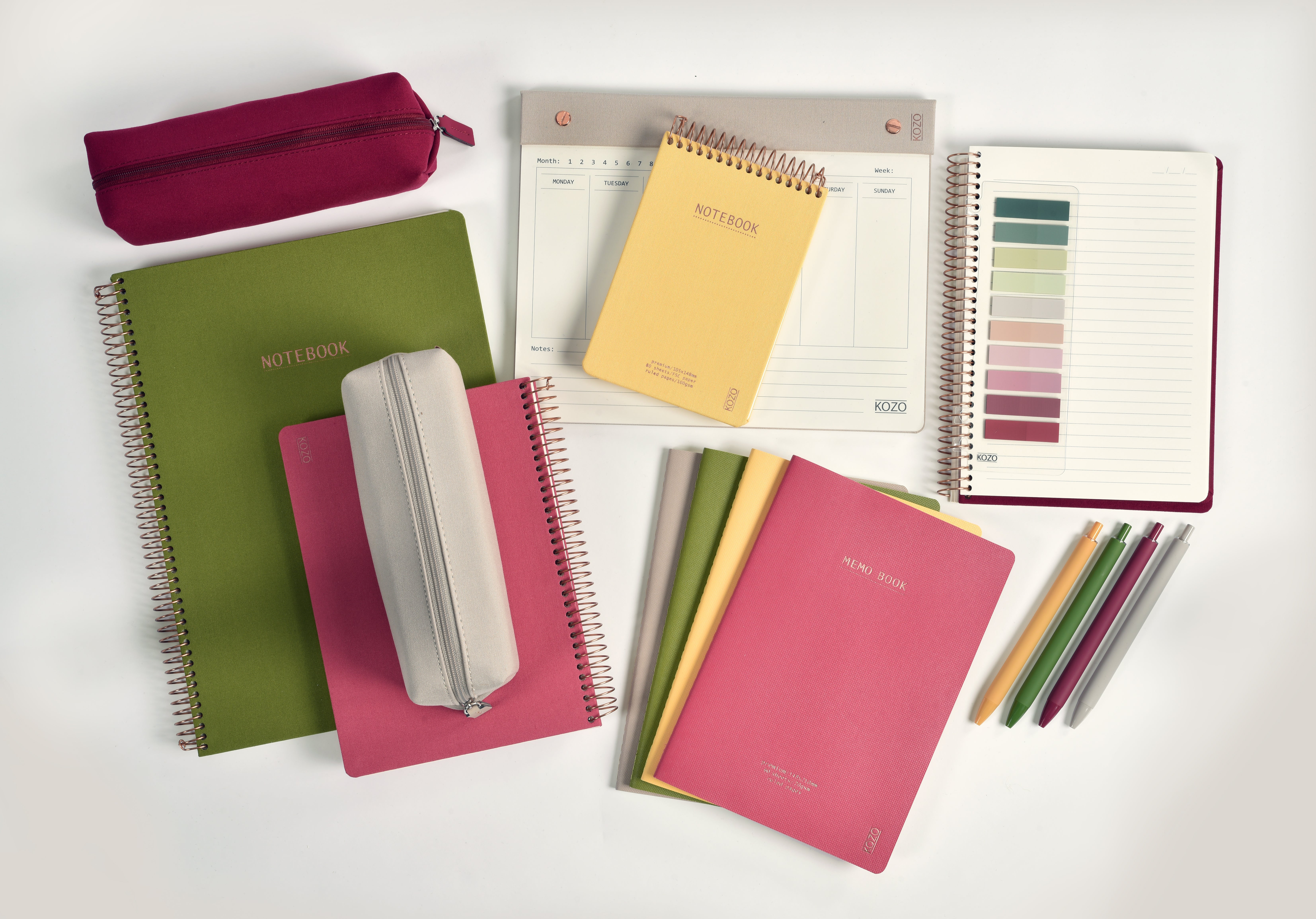 Notatbok m/spiral Kozo Premium A4 Guava Pink