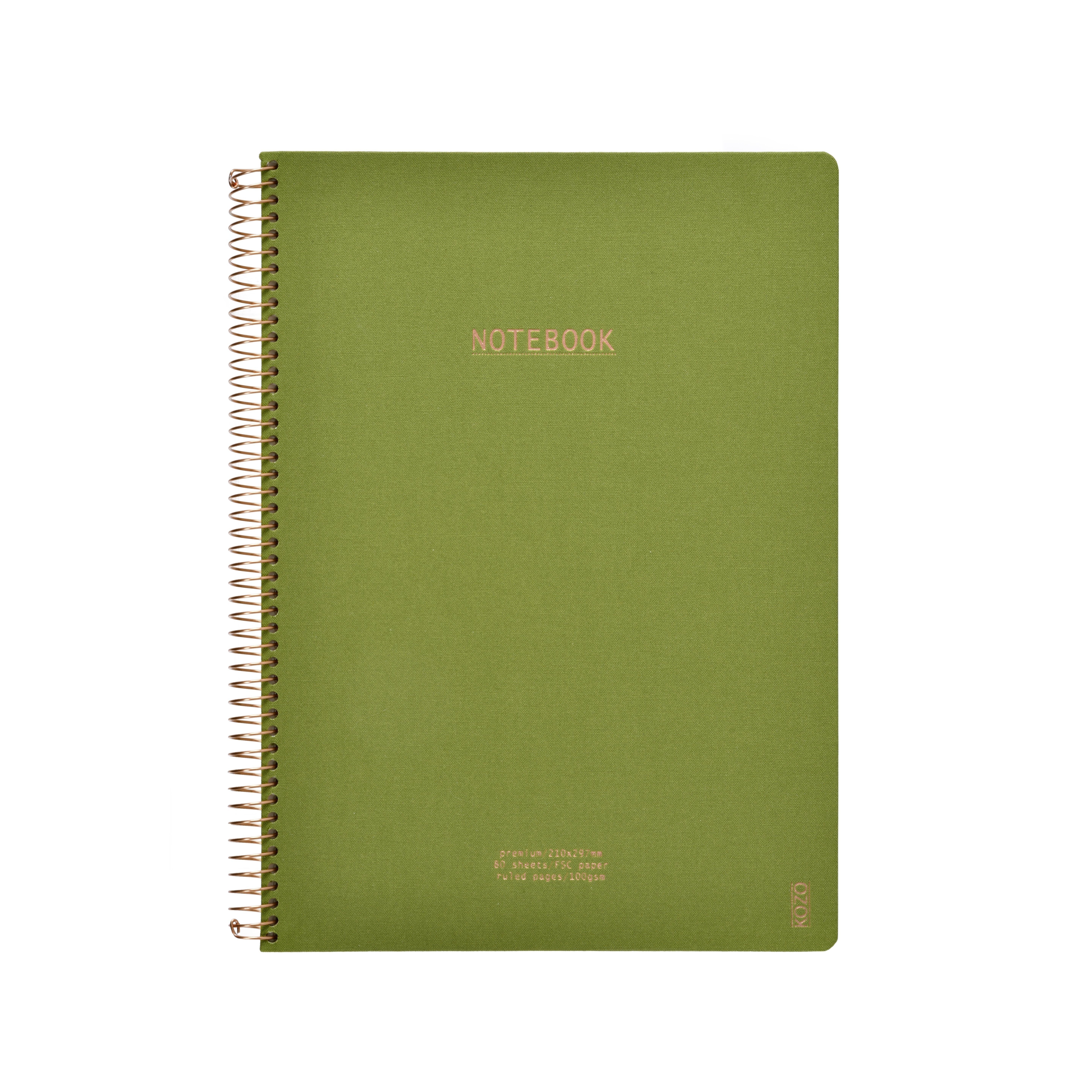 Notatbok m/spiral Kozo Premium A4 Olive Green