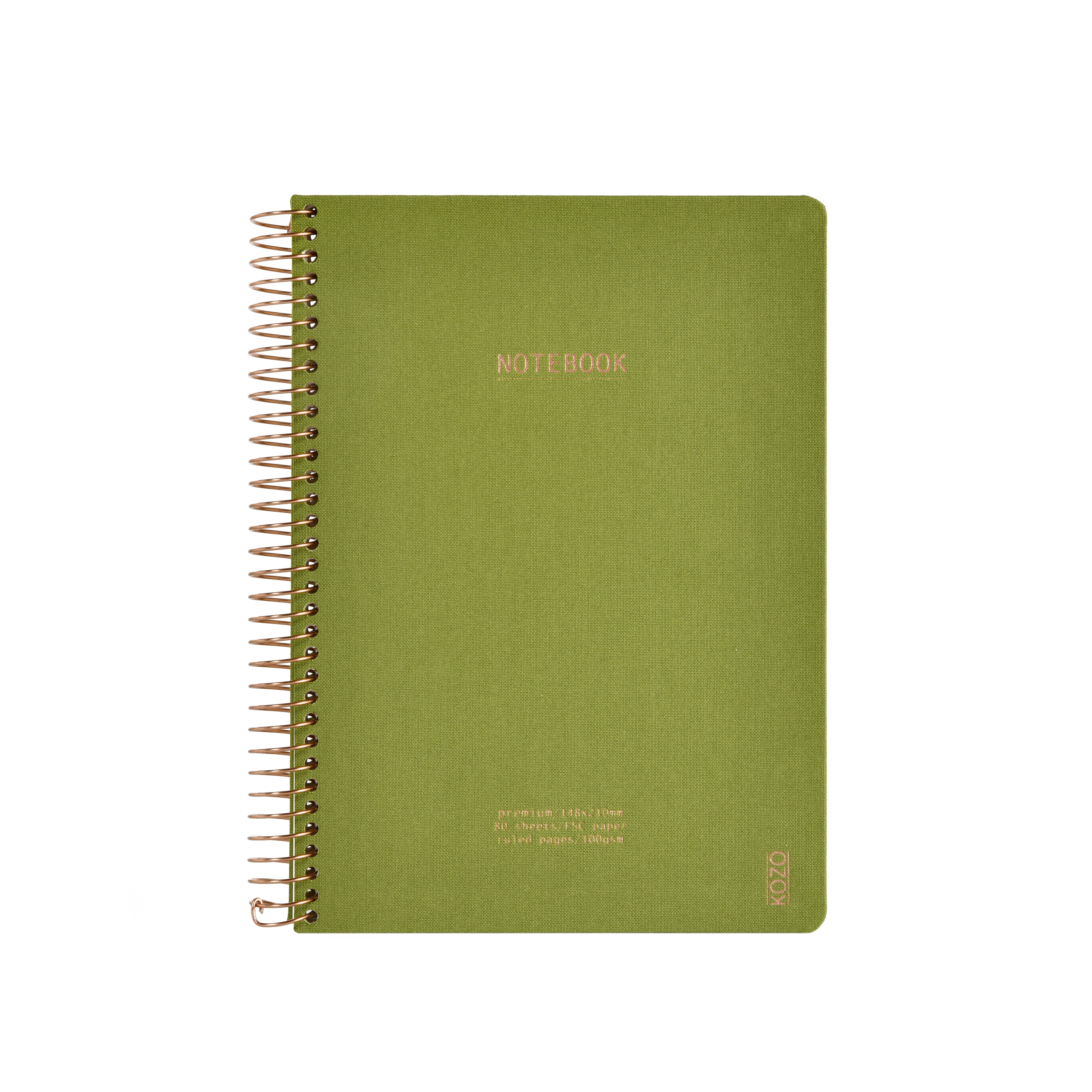 Notatbok m/spiral Kozo Premium A5 Olive Green