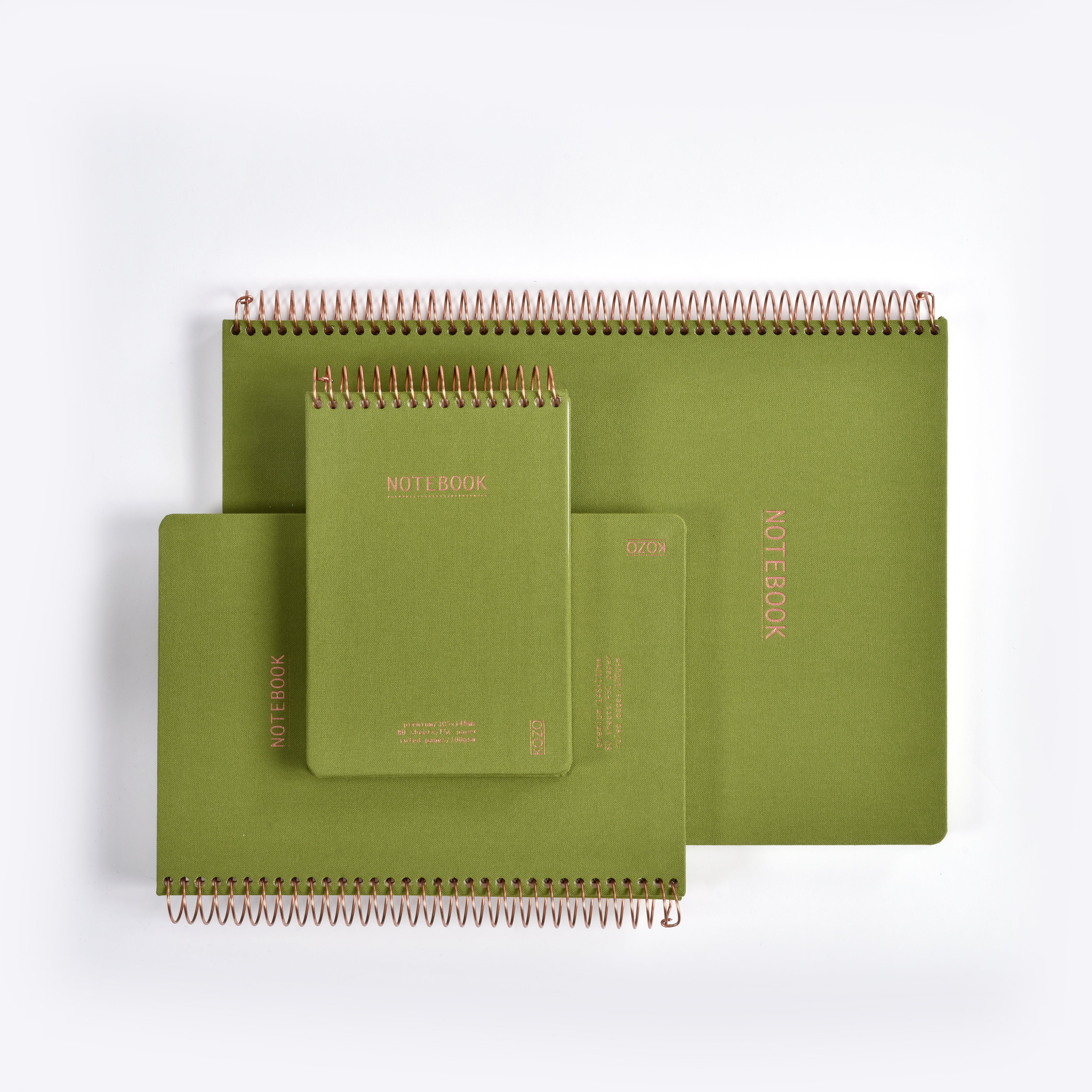 Notatbok m/spiral Kozo Premium A5 Olive Green