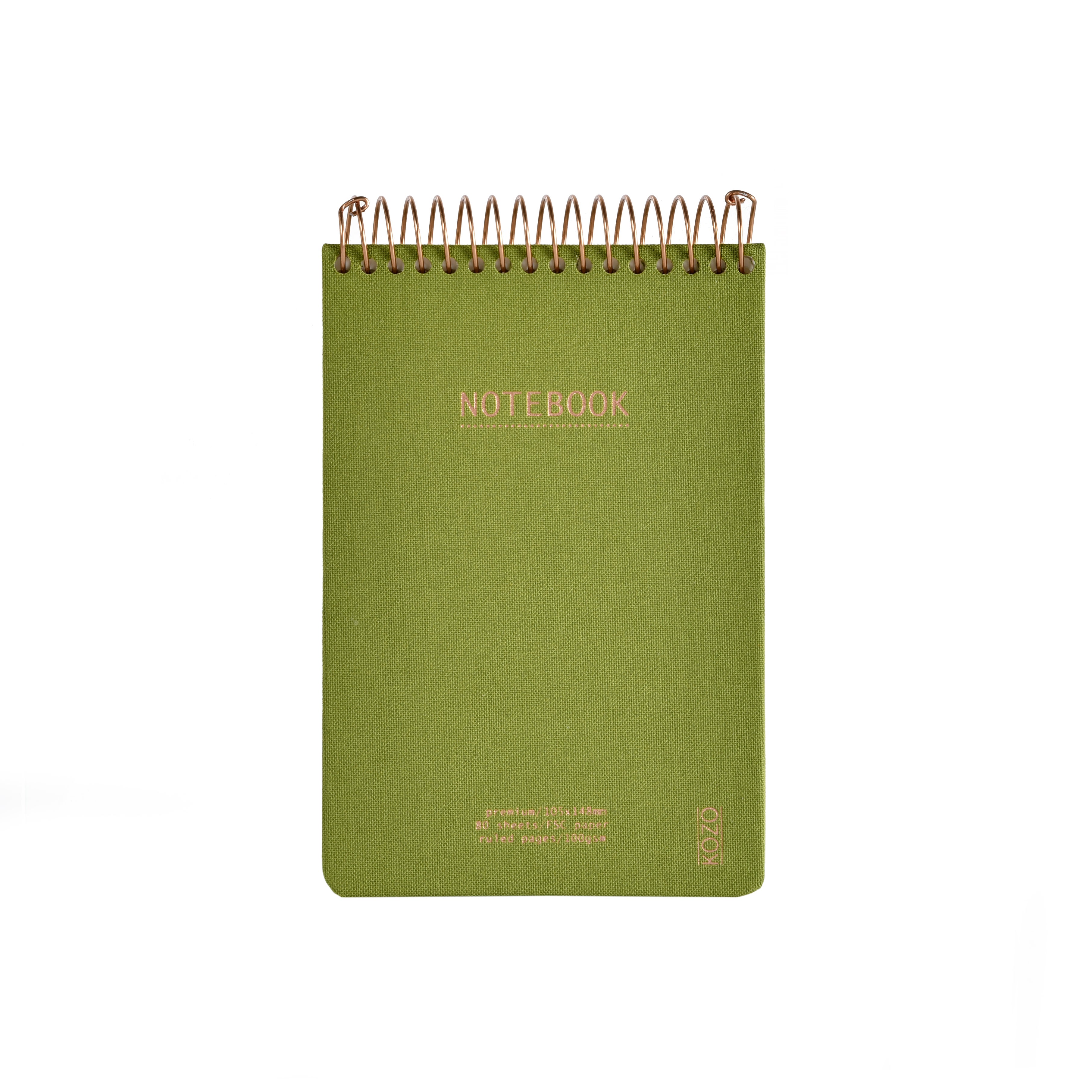 Notatbok m/spiral Kozo Premium A6 Olive Green