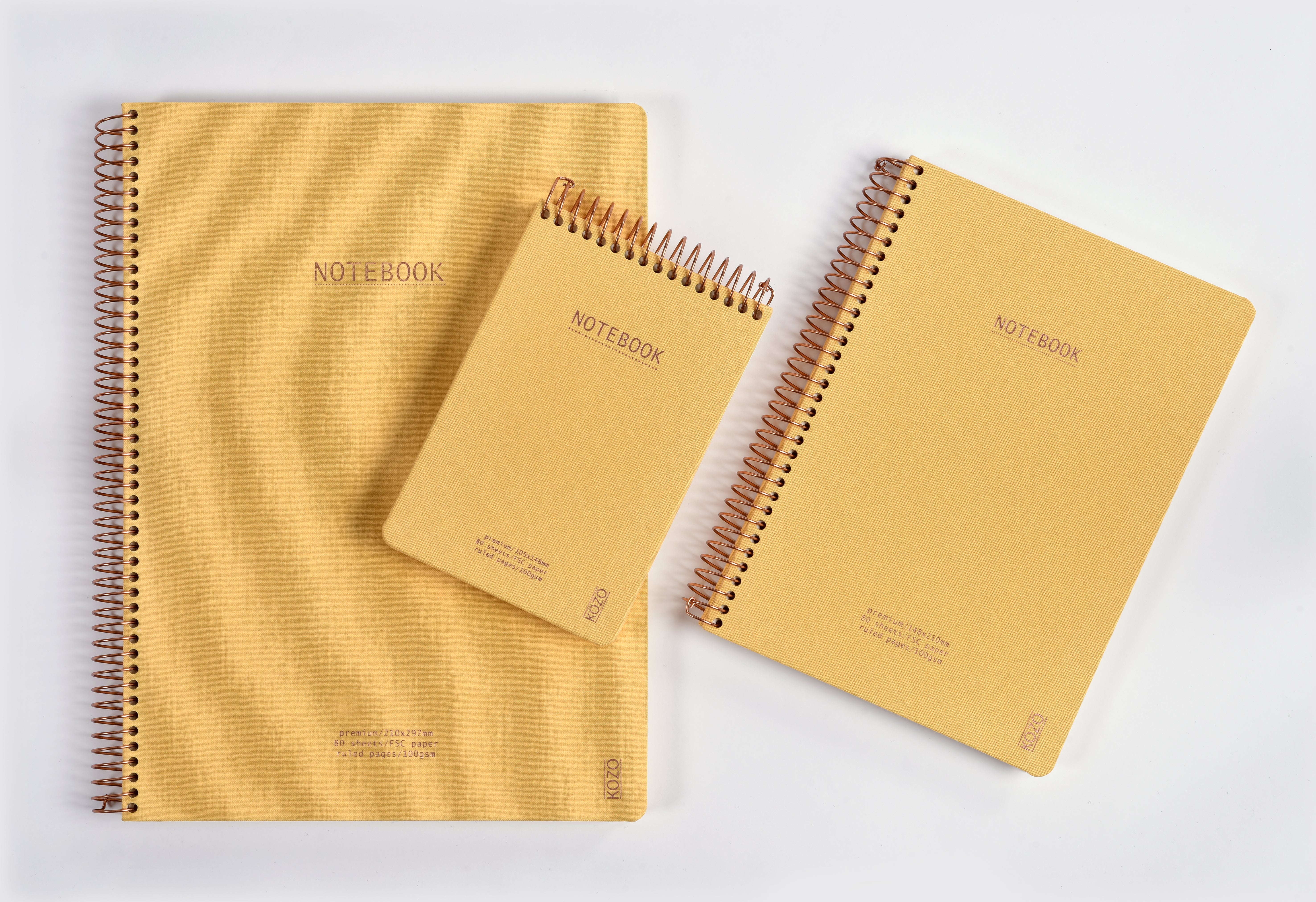 Notatbok m/spiral Kozo Premium A4 Honey