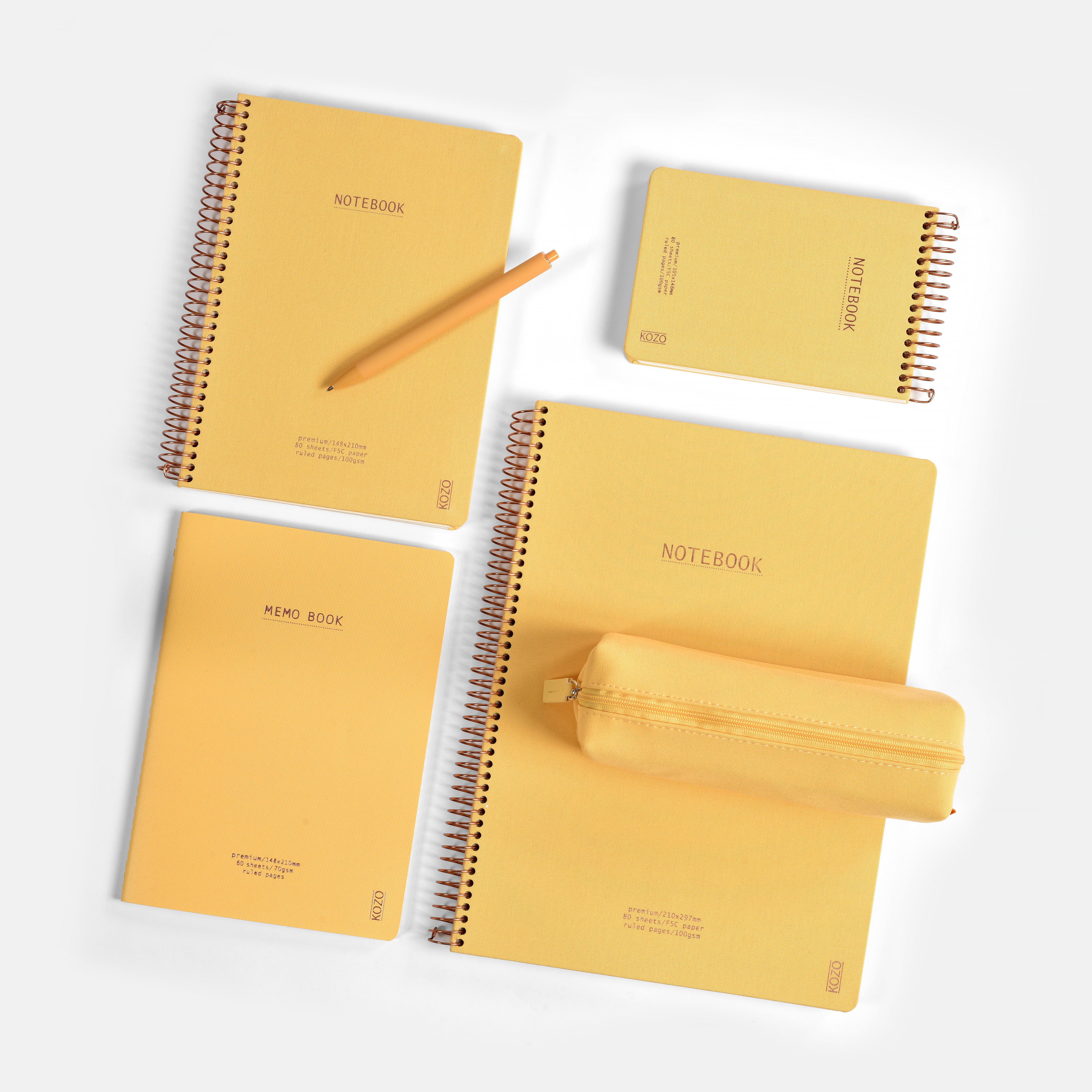 Notatbok m/spiral Kozo Premium A5 Honey