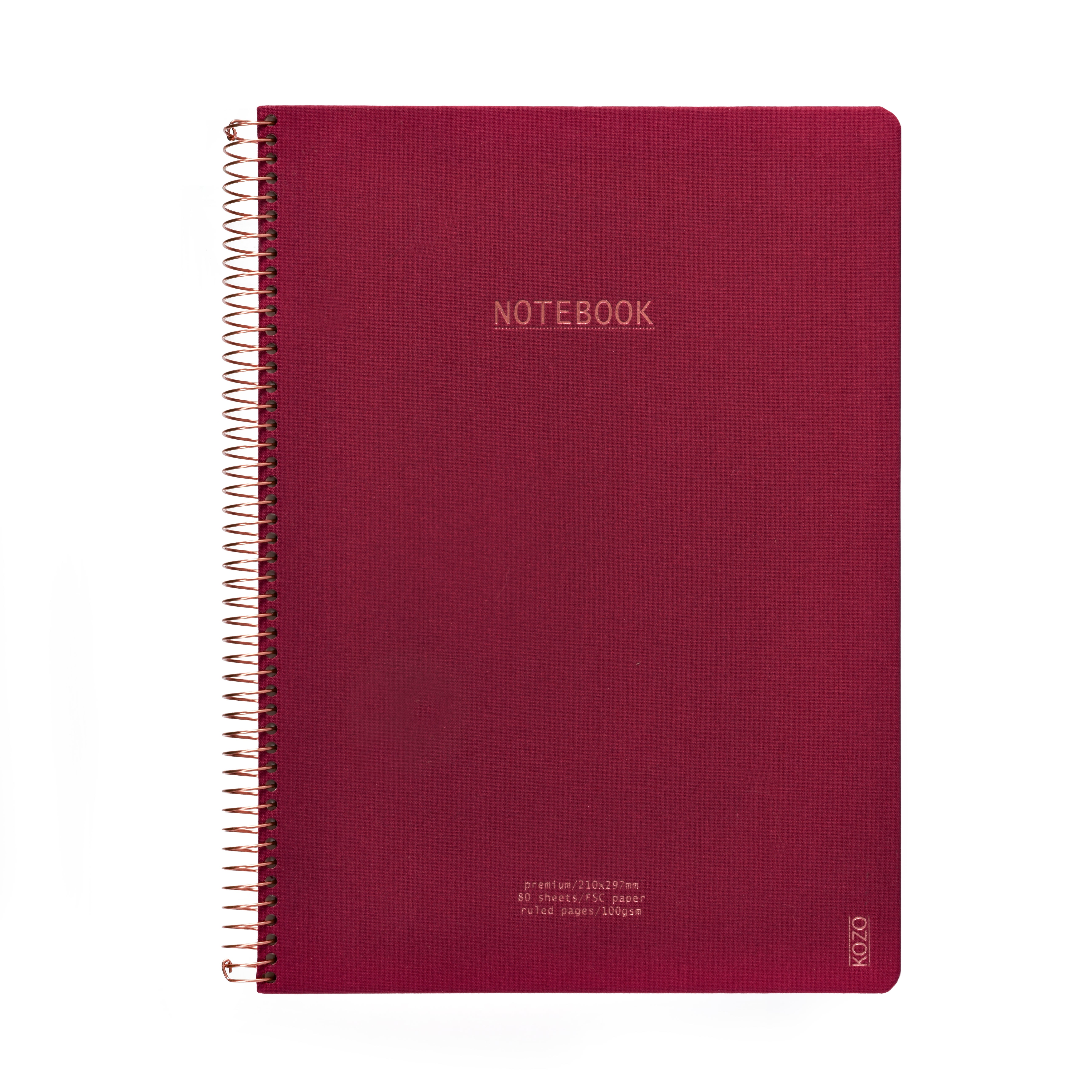 Notatbok m/spiral Kozo Premium A4 Berry