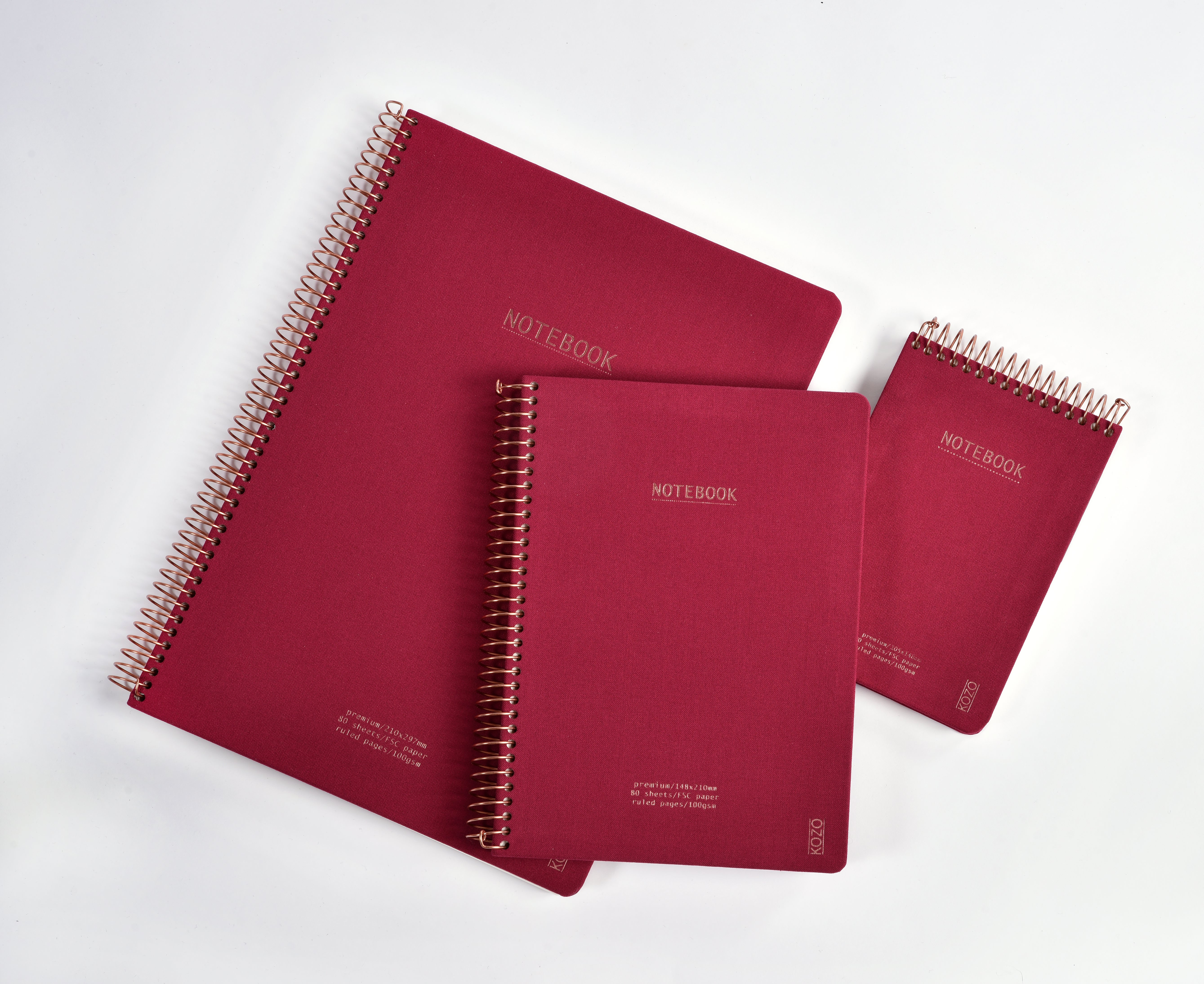 Notatbok m/spiral Kozo Premium A4 Berry