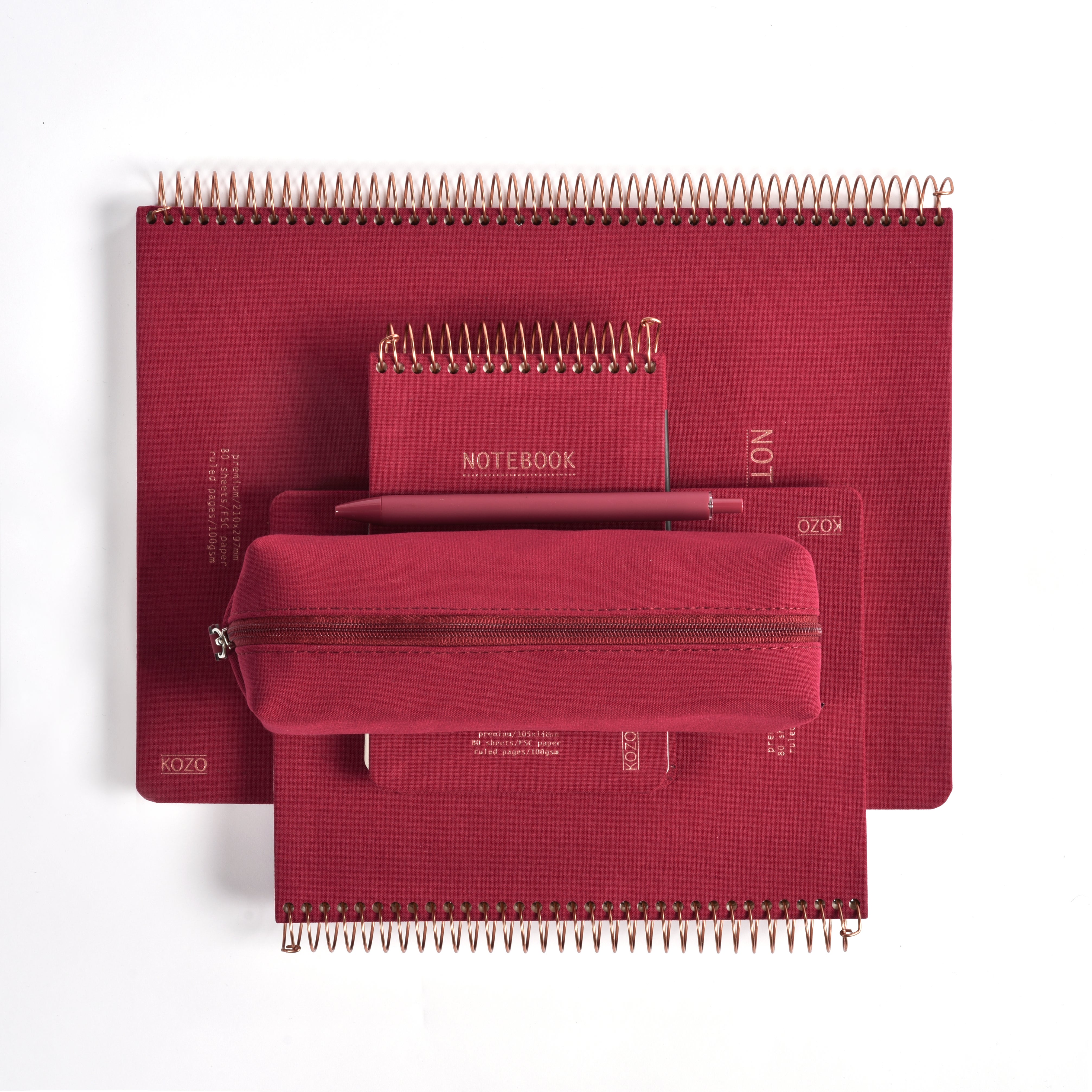 Notatbok m/spiral Kozo Premium A5 Berry
