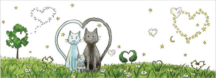 Klaffekort Katter i solnedgang