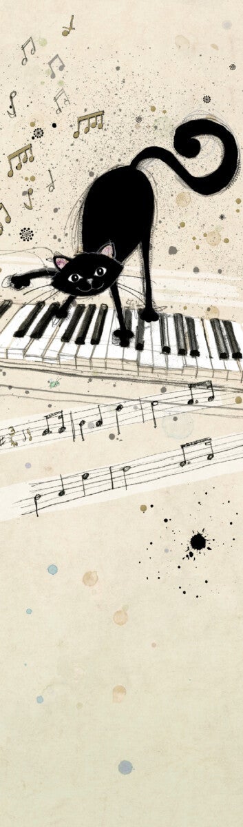 Bokmerke Bug Art katt på tangenter - 5x17cm