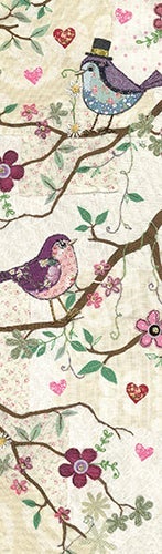 Bokmerke Bug Art blå og rosa fugl - 5x17cm