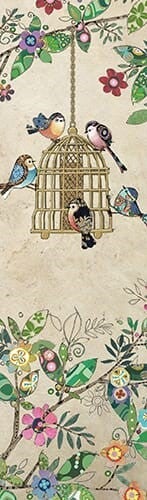 Bokmerke 5x17cm, Bug Art motiver, fuglemater m/fug