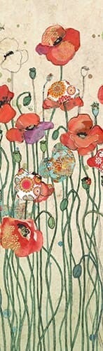 Bokmerke 5x17cm, Bug Art motiver, røde valmuer