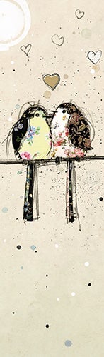Bokmerke Bug Art fuglepar m hjerte - 5x17cm
