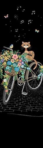Bokmerke Bug Art sykkel og katt - 5x17cm